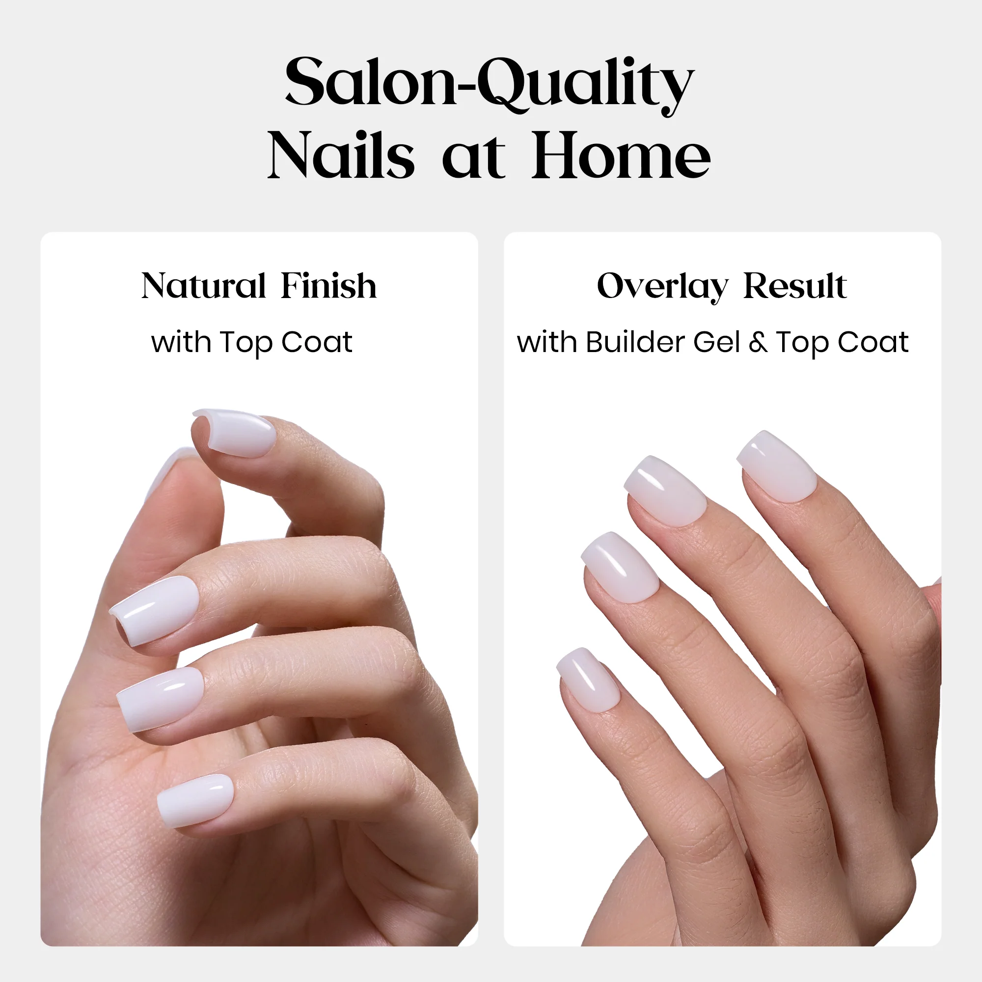 Beetles Natural Milky Nail Tips - Milky White Short Square 15 sizes*5 - Image 3