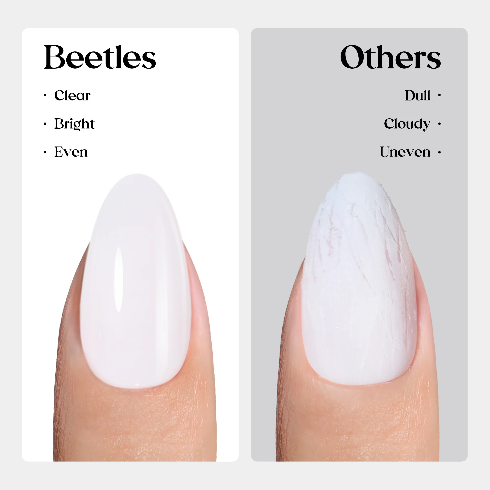 Beetles Natural Milky Nail Tips - Milky White Short Square 15 sizes*5 - Image 8