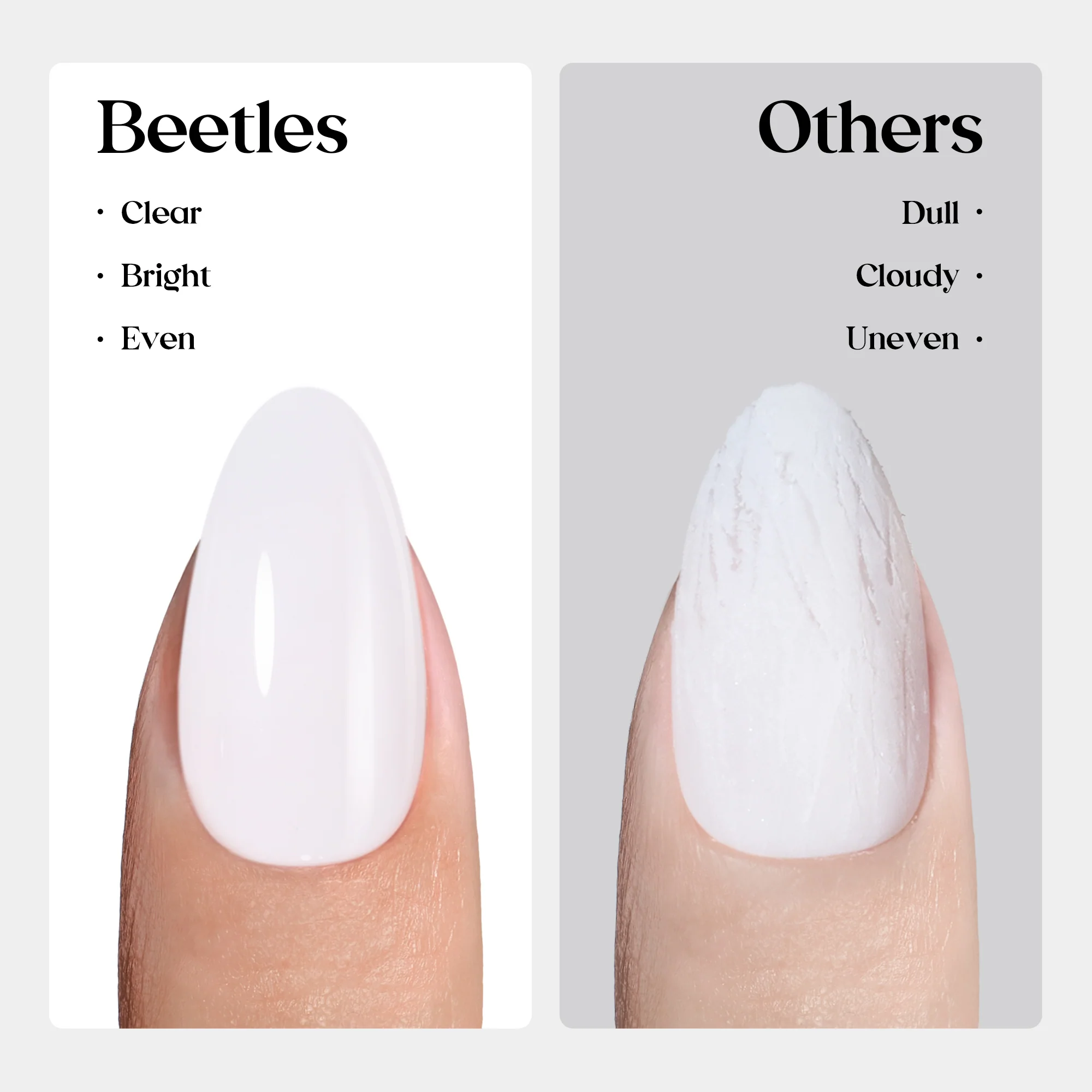 Beetles Natural Milky Nail Tips - Milky White Short Squoval 16 sizes*5 - Image 8
