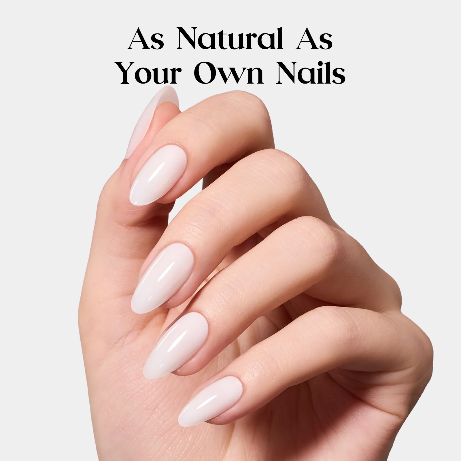 Beetles Natural Milky Press On Nails | Milky White Medium Almond 16 sizes-32pcs - Image 2