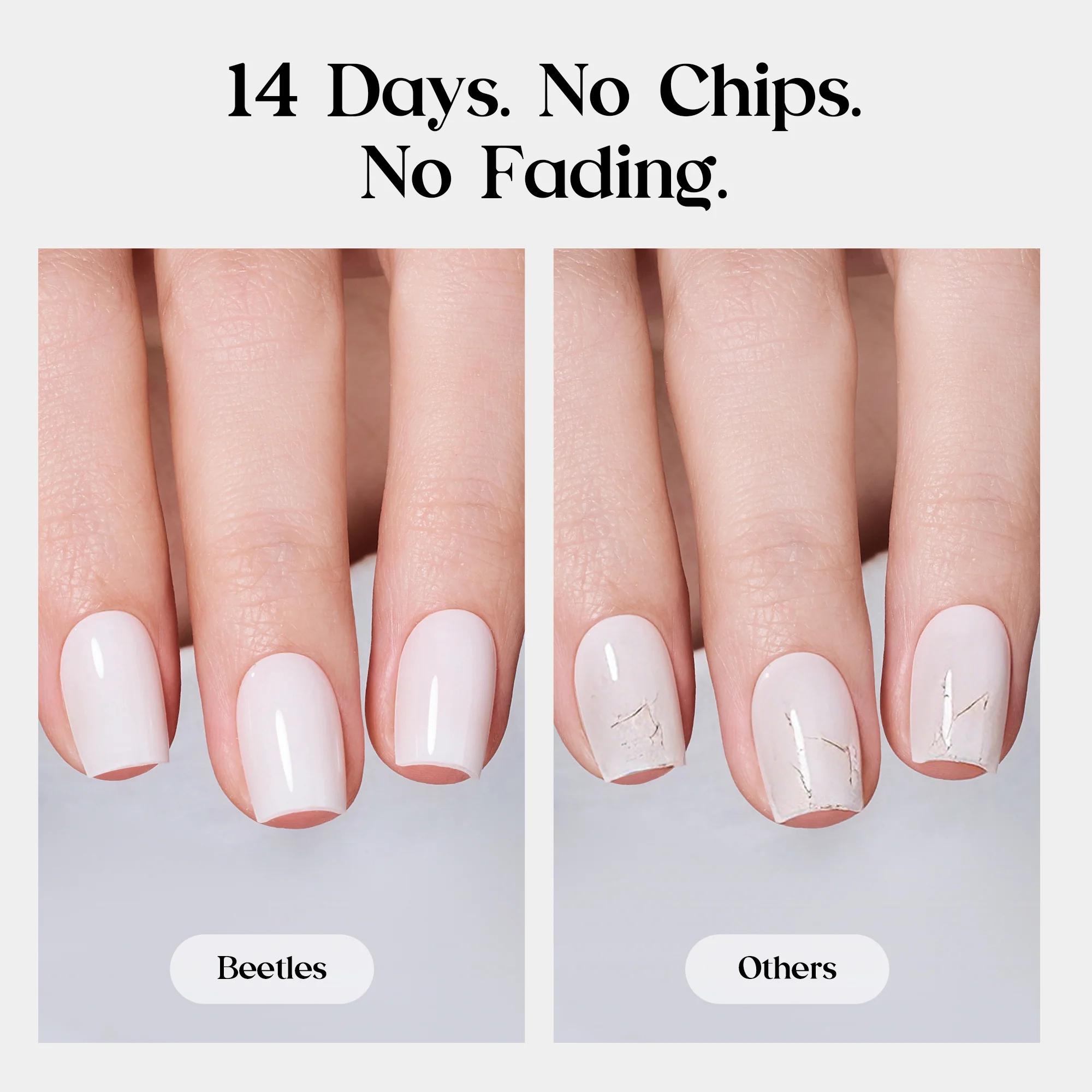 Beetles Natural Milky Press On Nails | Milky White Medium Almond 16 sizes-32pcs - Image 5