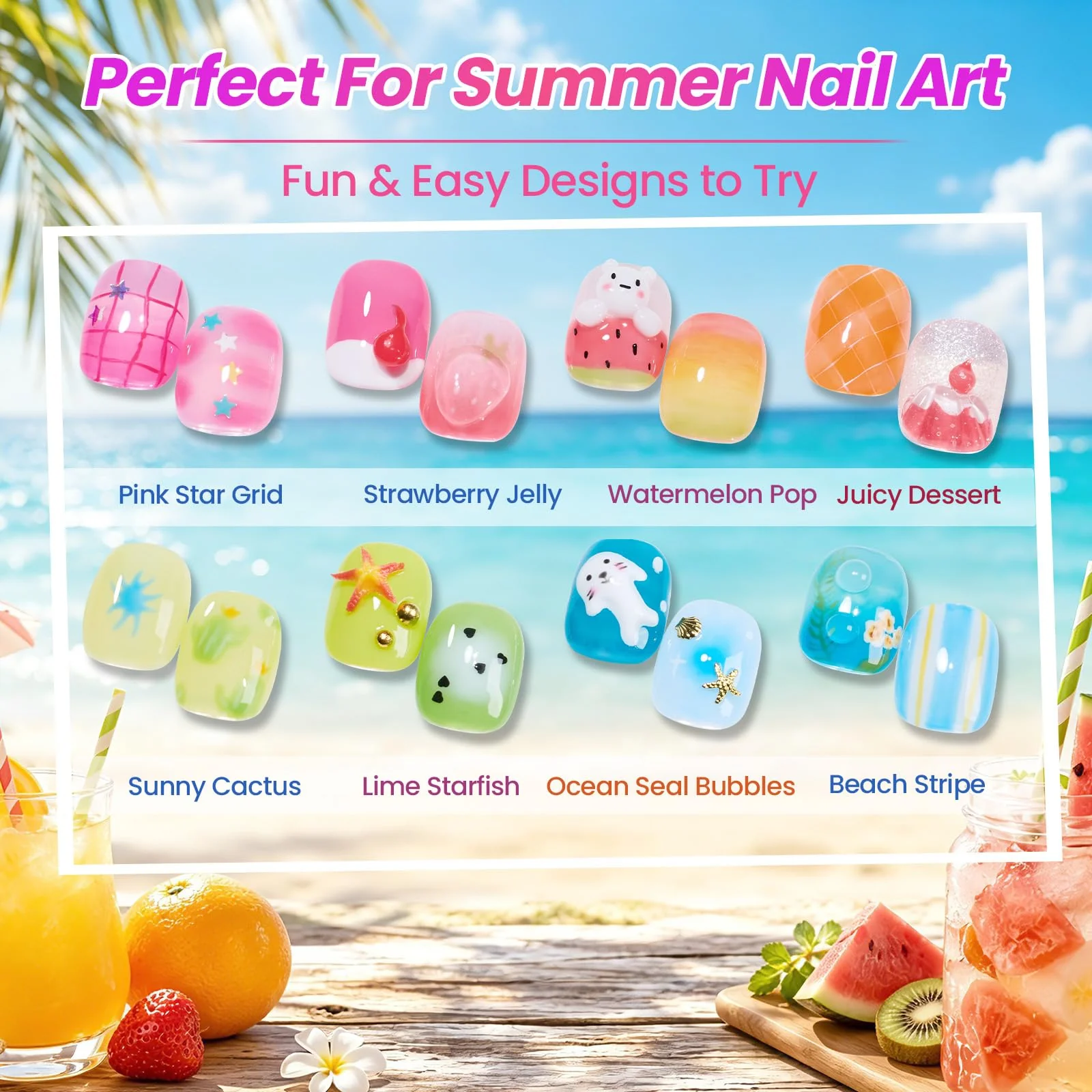 Beetles Neon Jelly-Like Summer 20 Colors Summer Nails Gel Polsih Kit Nail Art - Image 7