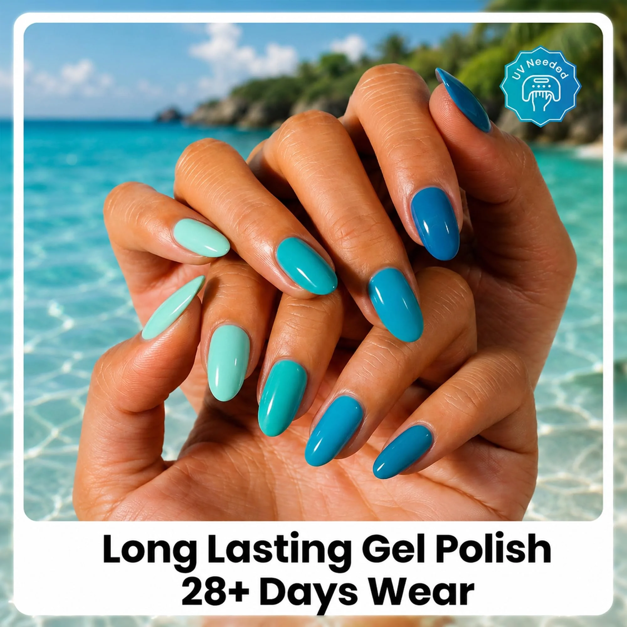 Beetles Ocean Haven 6 Colors Blue Gel Nail Polish Kit Summer Nails Beach Vacation - Image 5