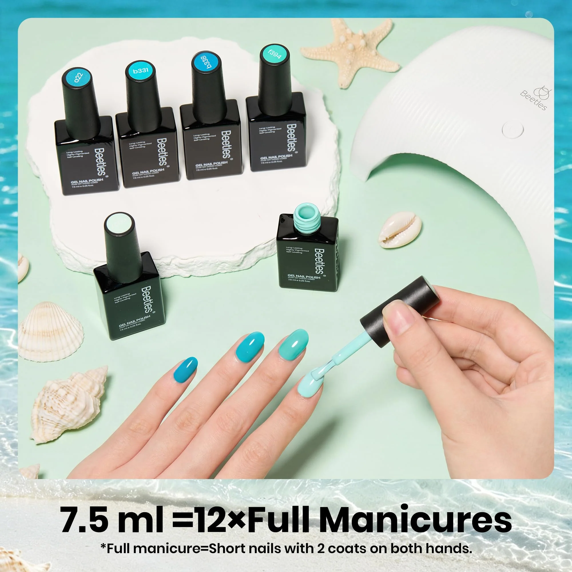 Beetles Ocean Haven 6 Colors Blue Gel Nail Polish Kit Summer Nails Beach Vacation - Image 6