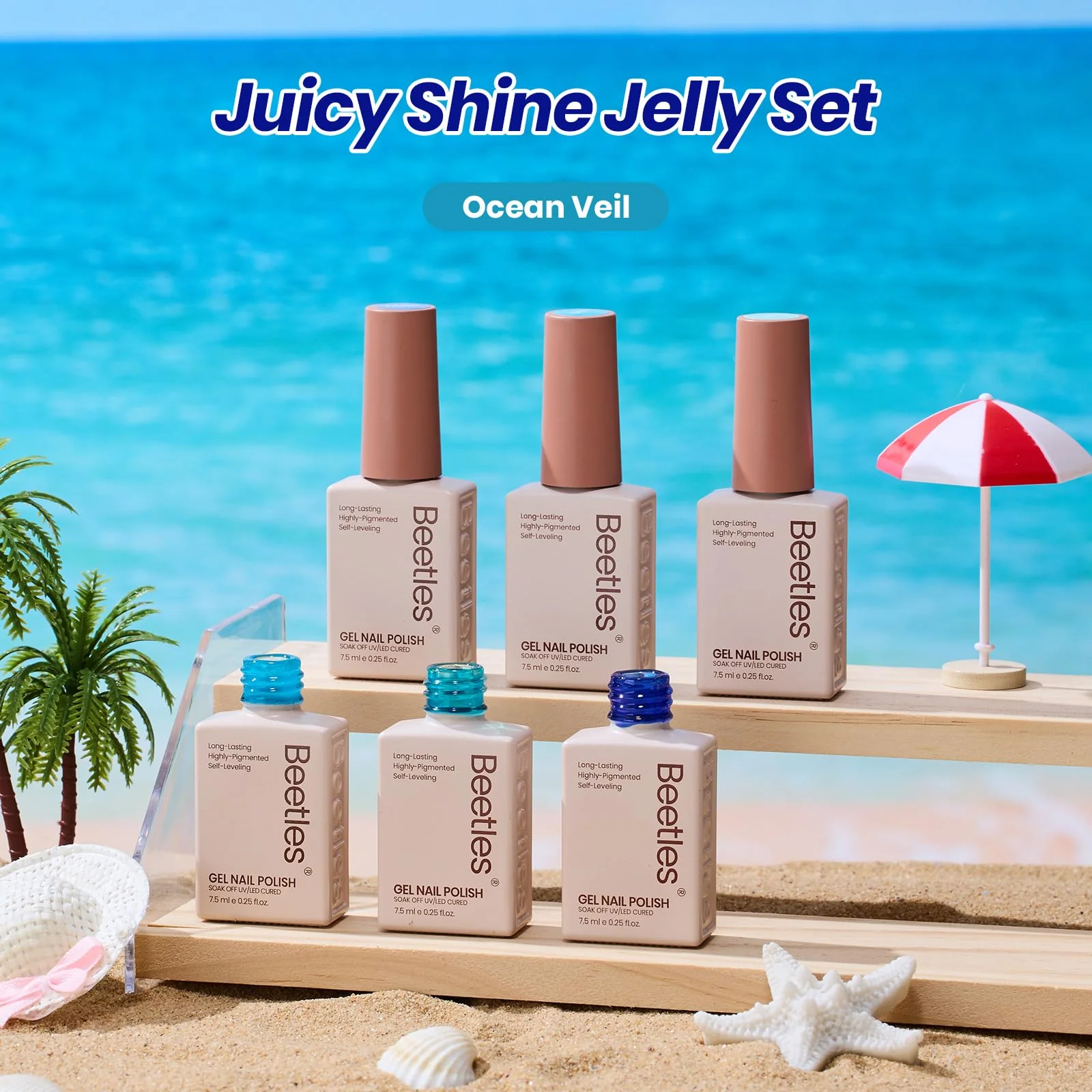 Beetles Ocean Veil 6 Colors Juicy Shine Summer Nails Jelly Gel Nail Polish Set - Image 5