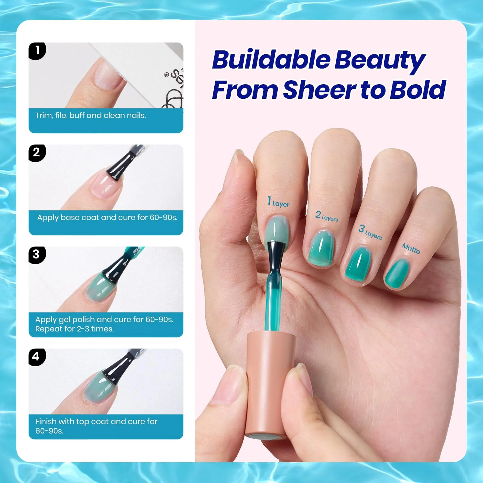 Beetles Ocean Veil 6 Colors Juicy Shine Summer Nails Jelly Gel Nail Polish Set - Image 7