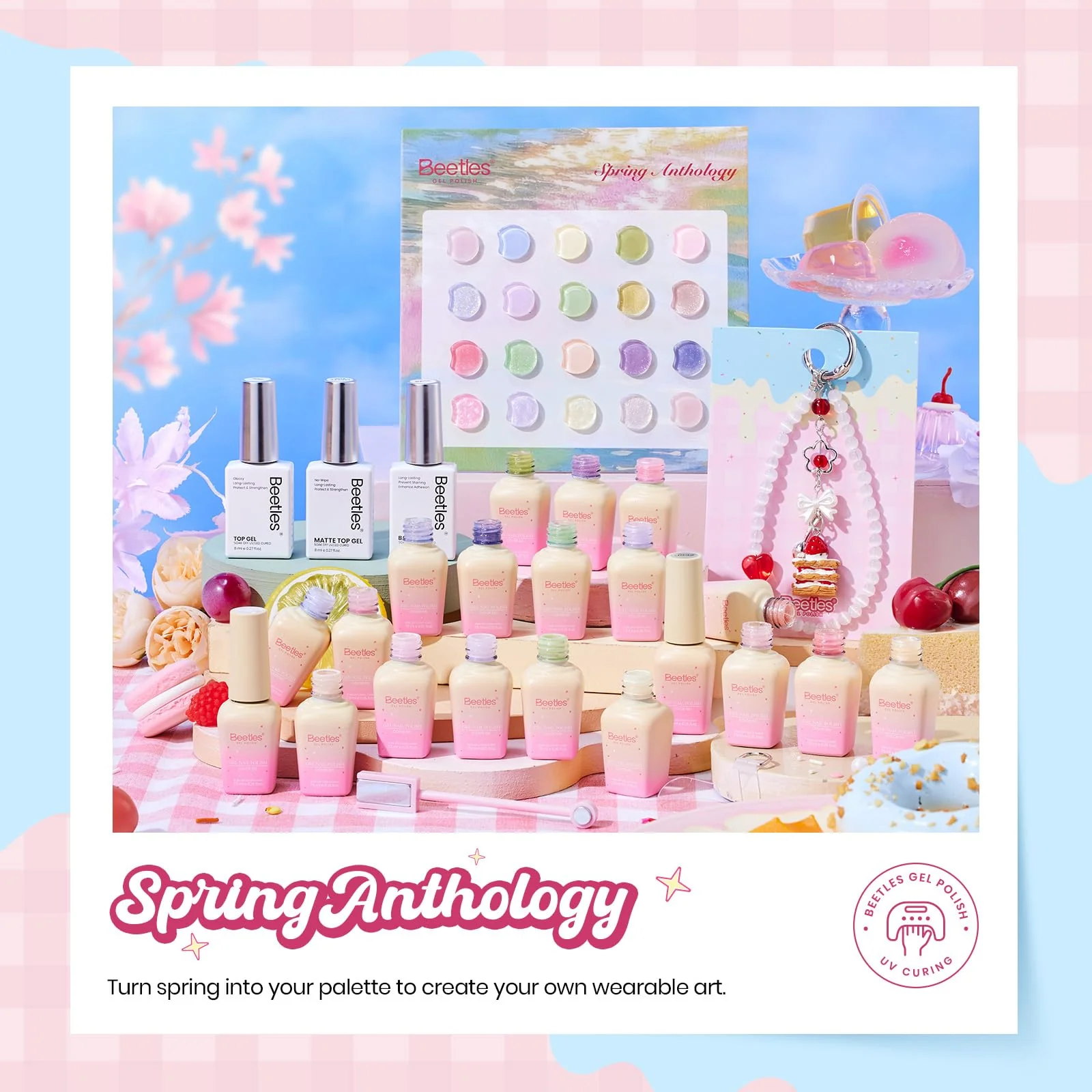 Beetles Pastel Gel Nail Polish Set - Summer Spring Anthology 20 Colors Gel Polish Cat Eye Pink Yellow Blue Green Pearl Shimmer - Image 3