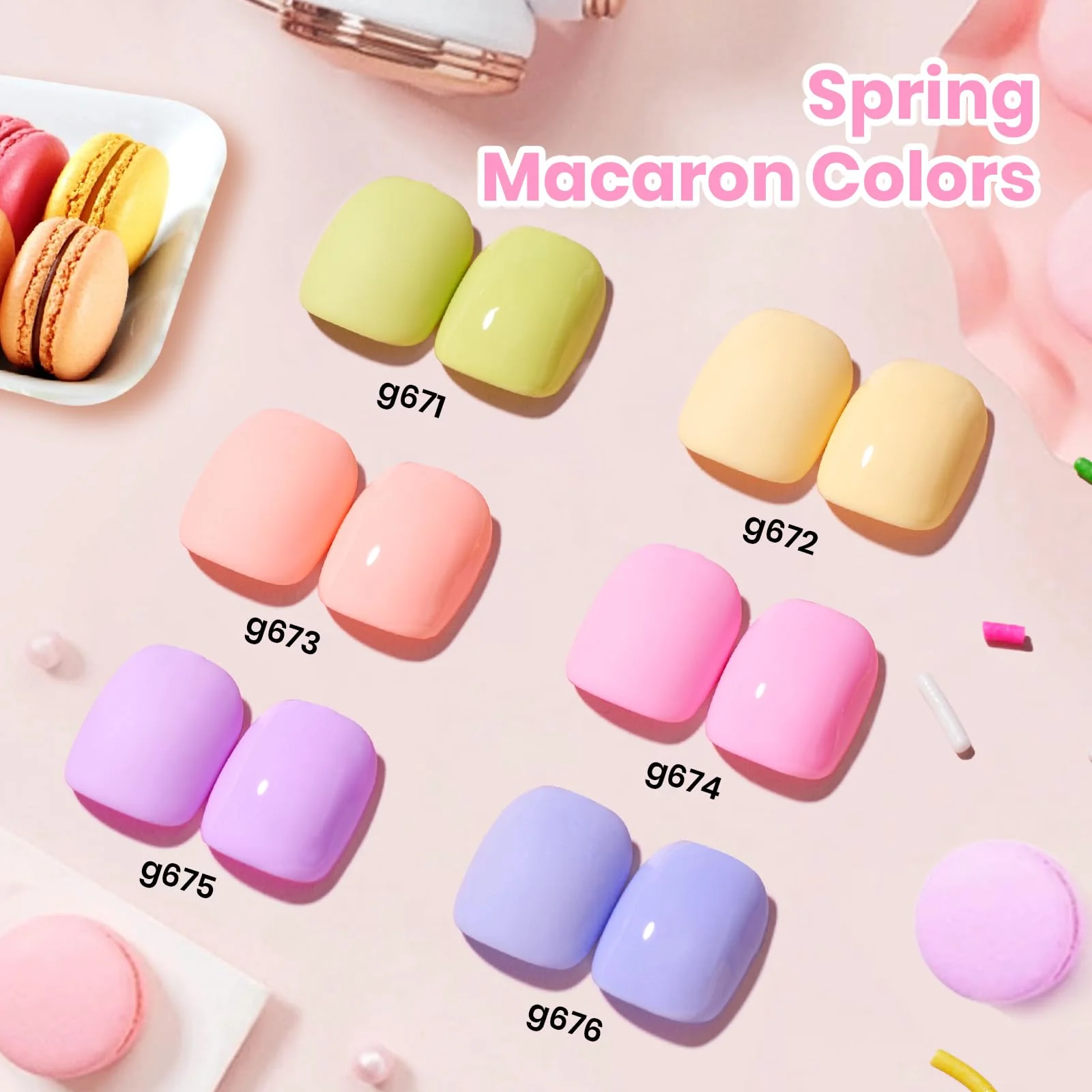 Beetles Pastel Gel Polish Set Macaron Collection - 6 Colors 15ML Pastel Gel Polish Nails - Image 4