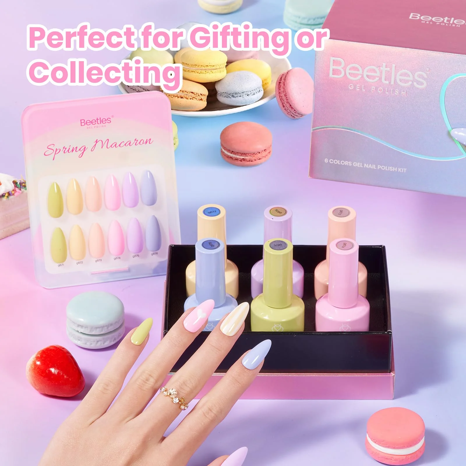 Beetles Pastel Gel Polish Set Macaron Collection - 6 Colors 15ML Pastel Gel Polish Nails - Image 7