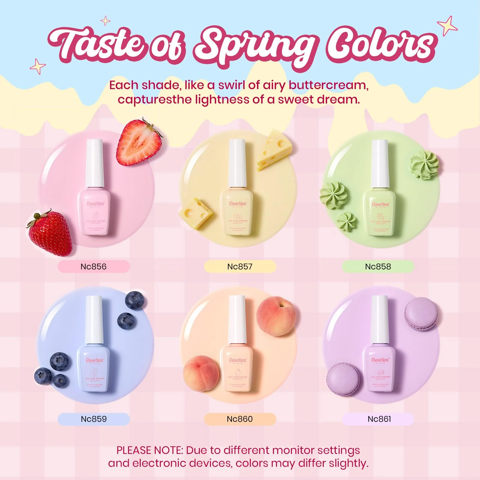 Beetles Pastel Gel Polish Set Taste Of Summer HEMA-FREE 6 Easter Colors Nails - Image 3