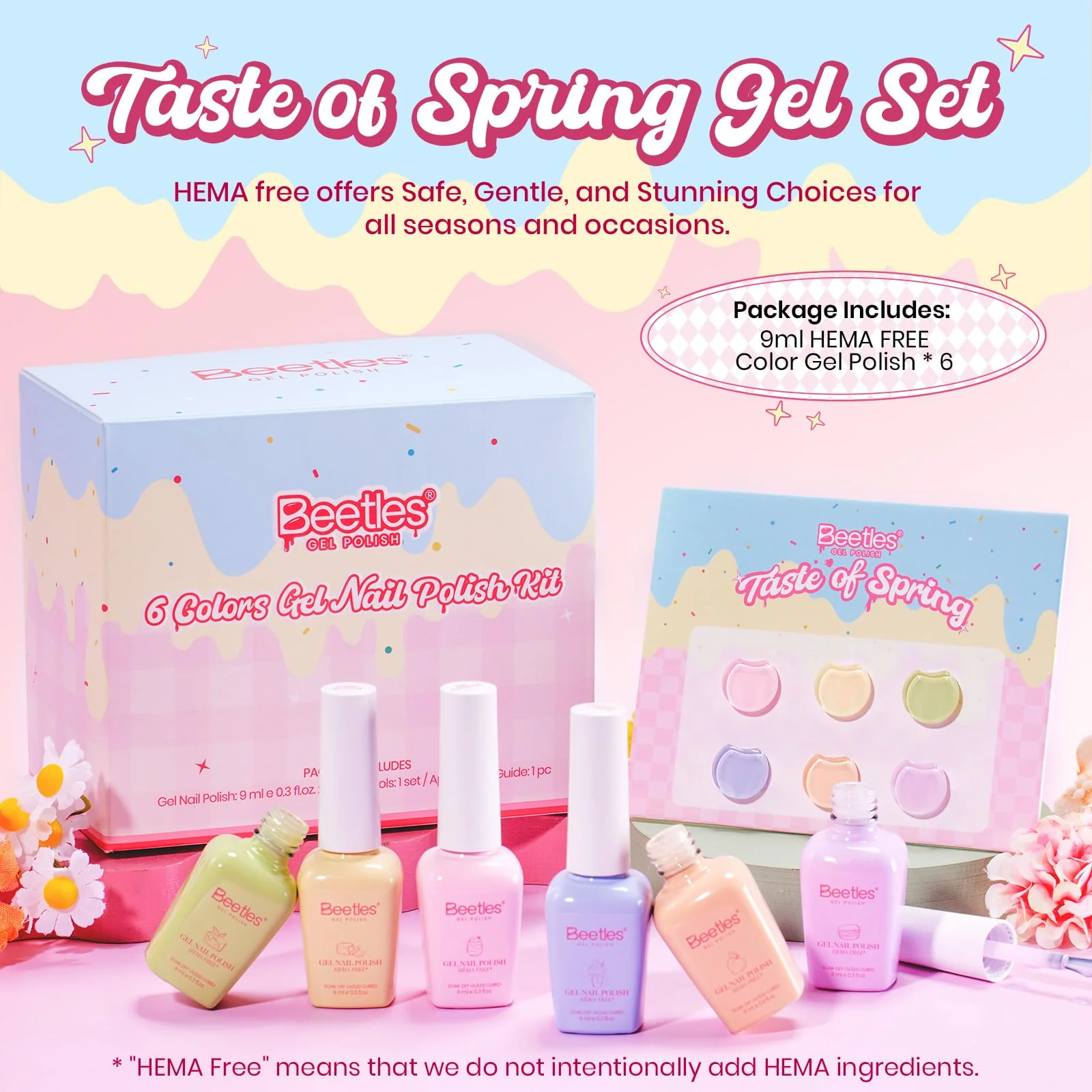Beetles Pastel Gel Polish Set Taste Of Summer HEMA-FREE 6 Easter Colors Nails - Image 4