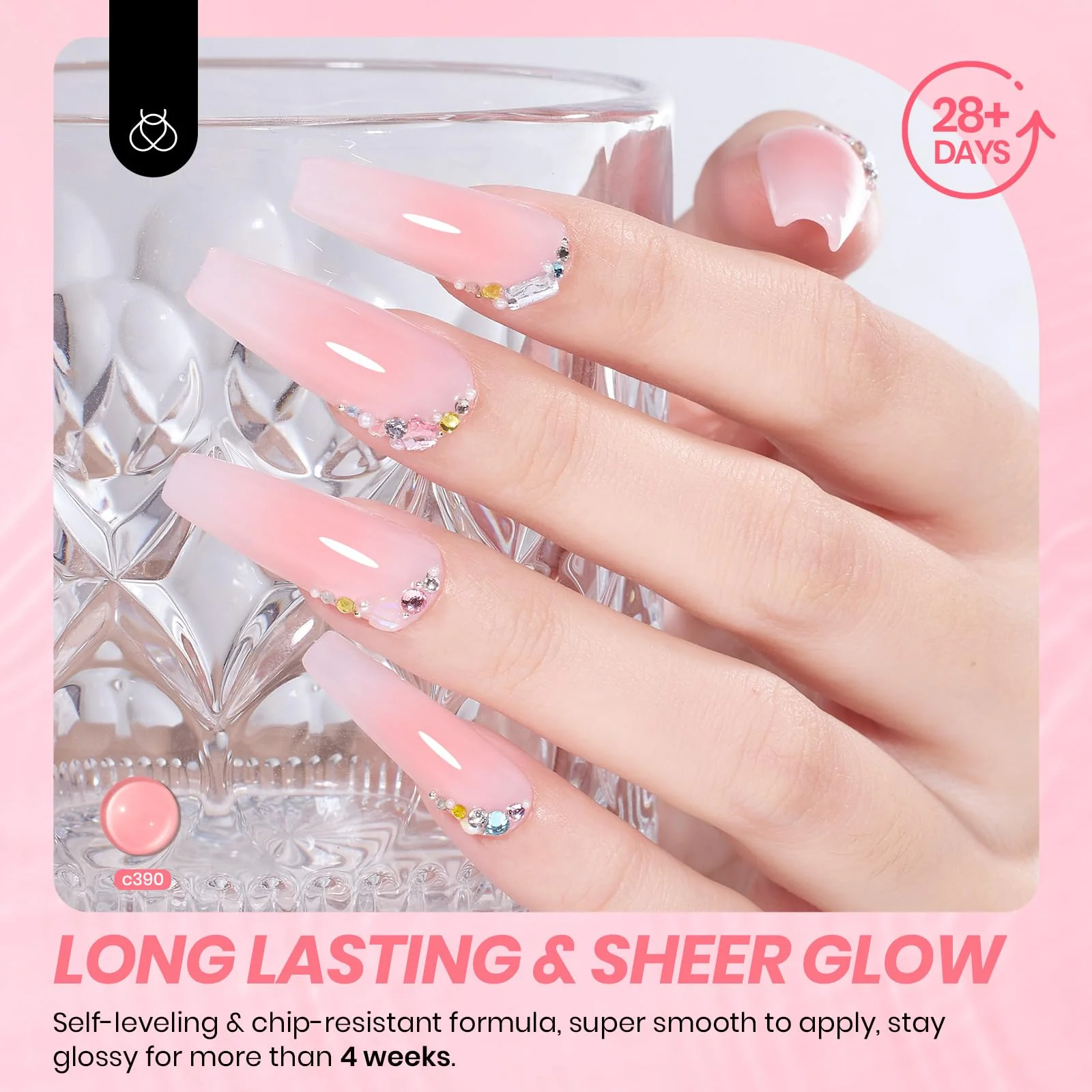 Beetles Peach Juicy Shine Jelly Gel Nude Pink 15ml  Gel Nail Polish Sheer Translucent Effect - Image 3