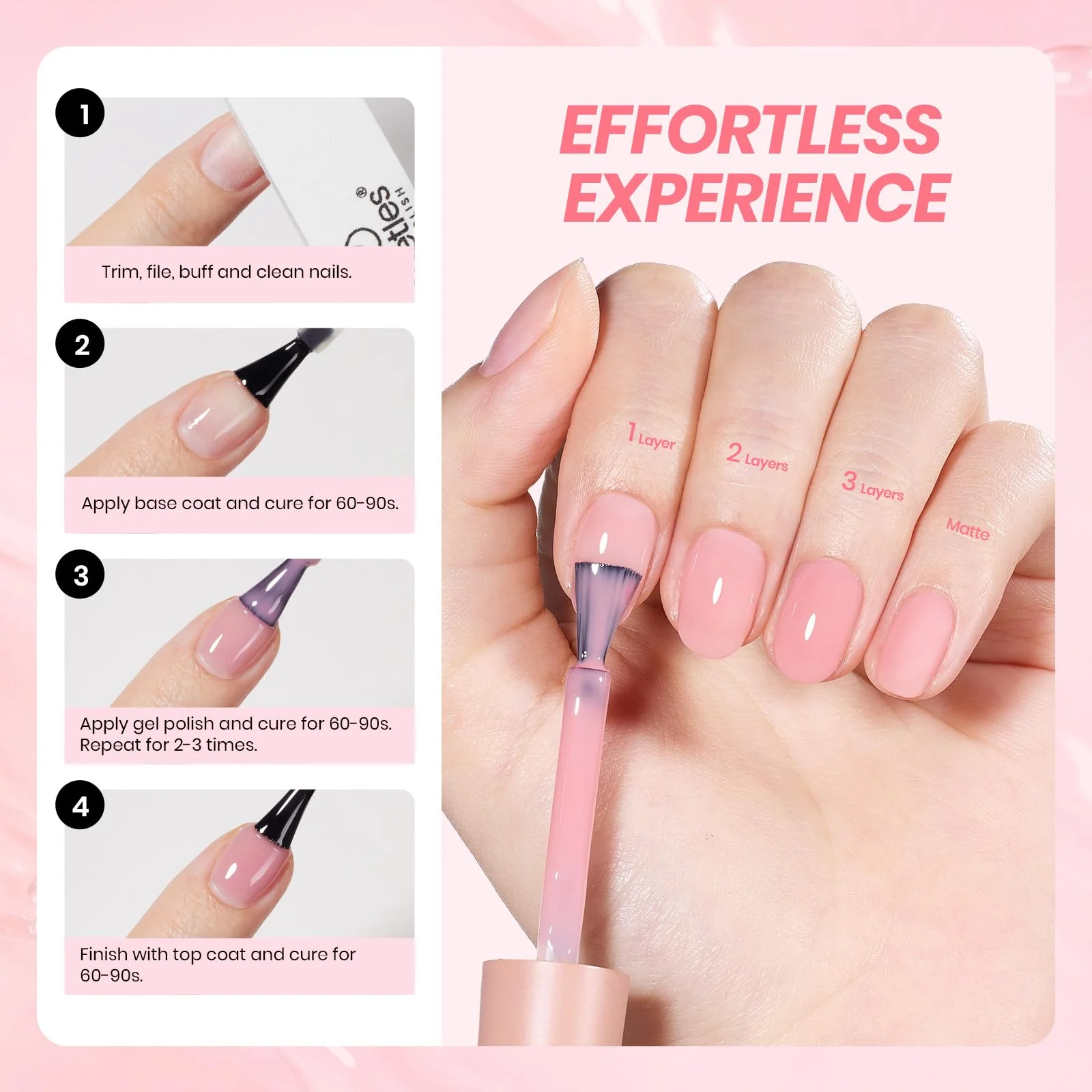 Beetles Peach Juicy Shine Jelly Gel Nude Pink 15ml  Gel Nail Polish Sheer Translucent Effect - Image 6