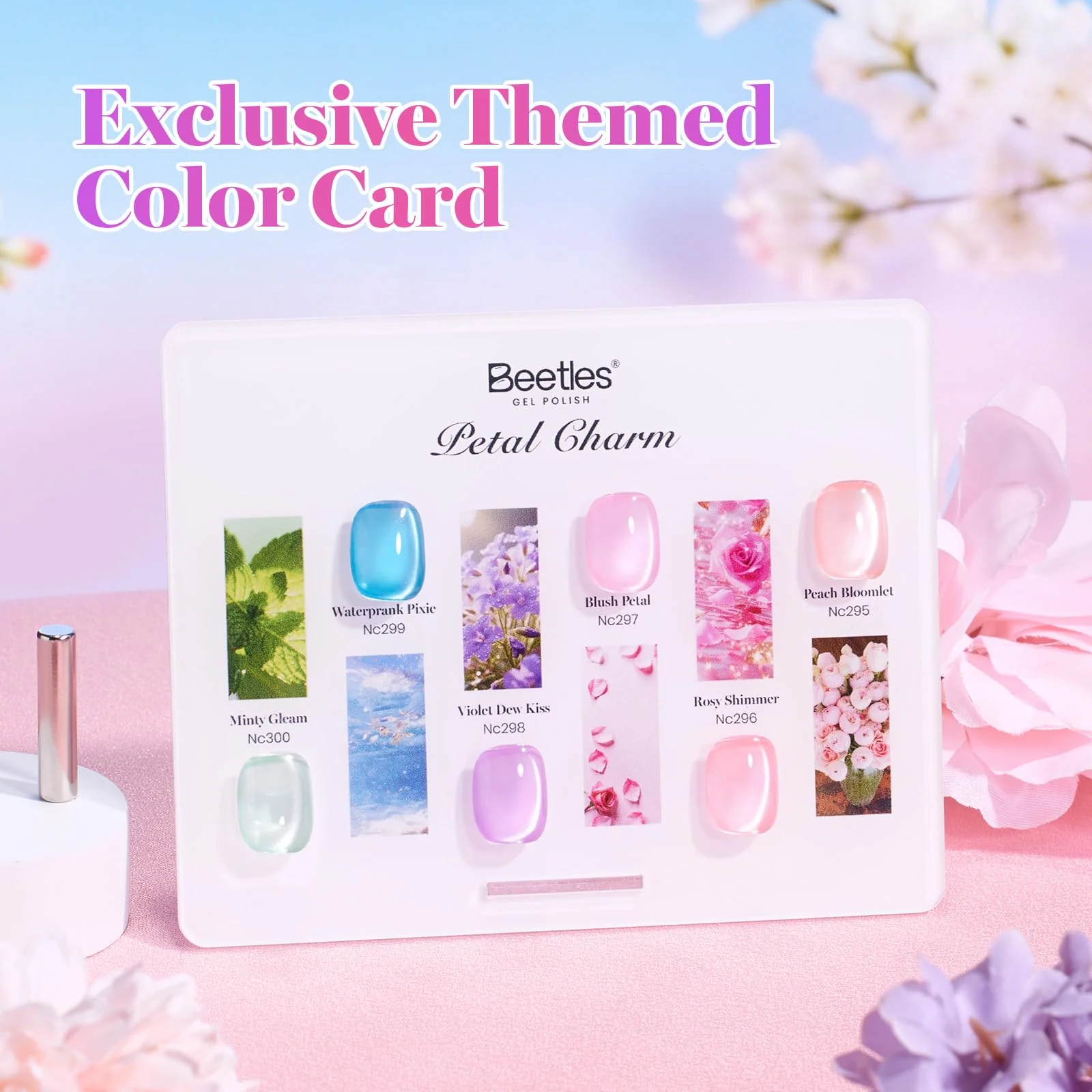 Beetles Petal Charm Cat Eye Gel Nail Polish Set - 6 Colors 15ML Gel Polish Kit Glitter Pink Purple Blue Orange Red Green Magnetic Effect Summer Nails - Image 4