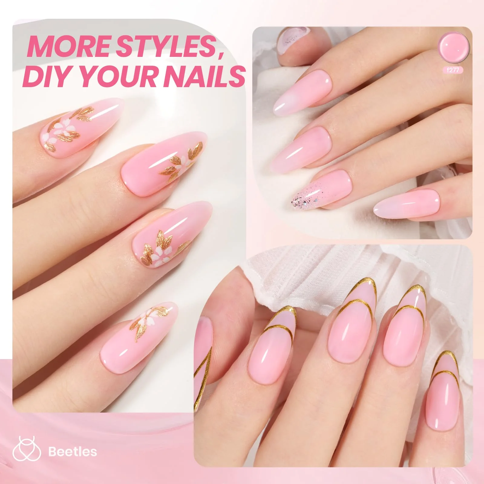 Beetles Pink Gel Nail Polish - 15ML Baby Pink Nude Gel Polish Nail Concealer Jelly Sheer Translucent Effect - Image 4