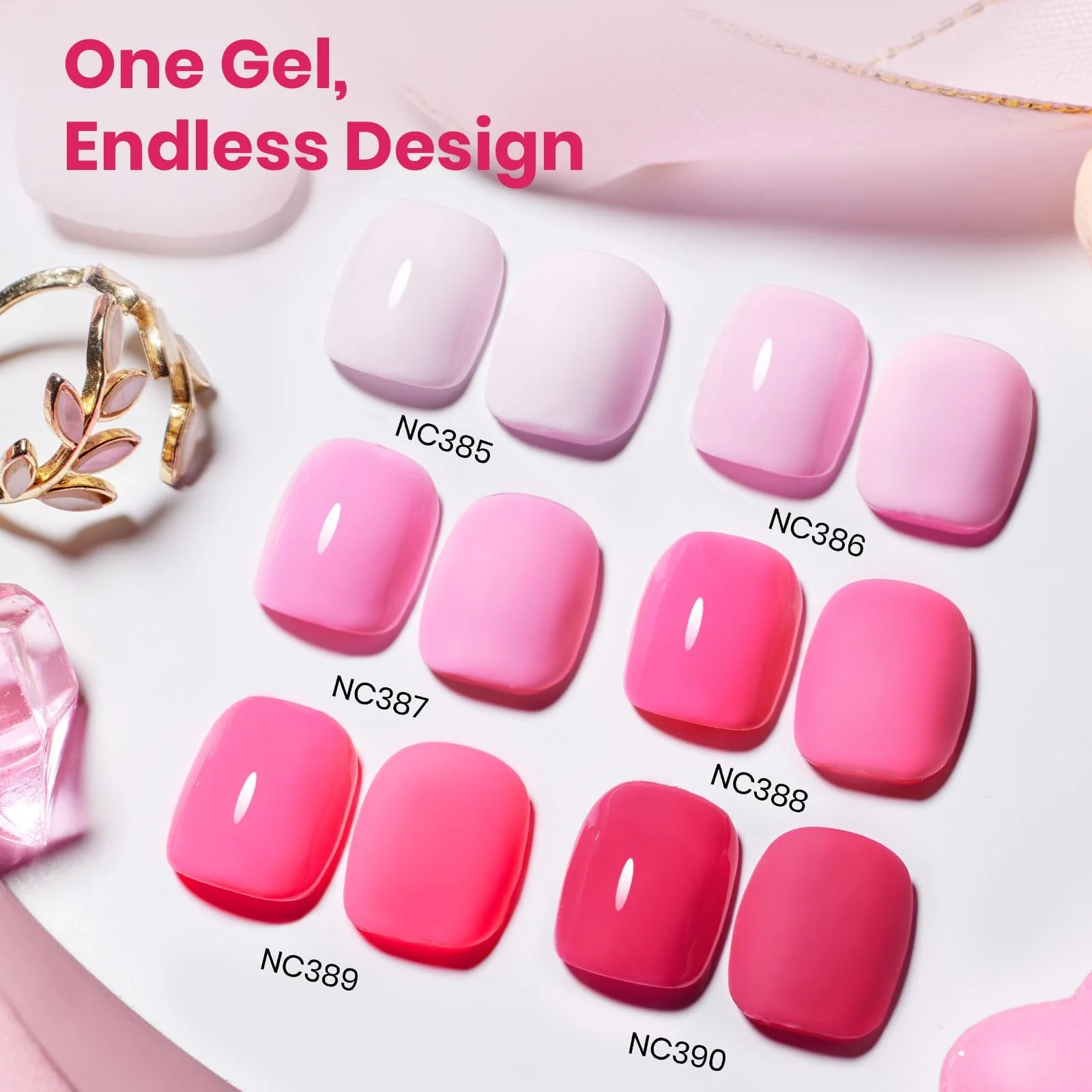 Beetles Pink Gel Polish Set - Pinks Nails Escape 15ML, 6 Colors Hema Free Pink Gel Nail Polish Set - Image 5