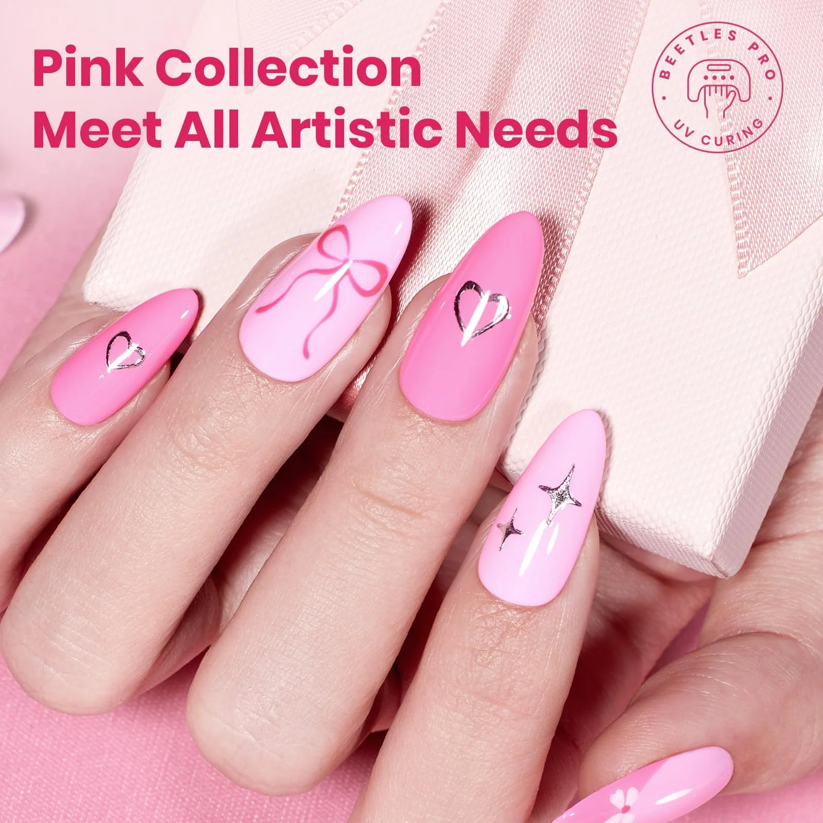 Beetles Pink Gel Polish Set - Pinks Nails Escape 15ML, 6 Colors Hema Free Pink Gel Nail Polish Set - Image 6