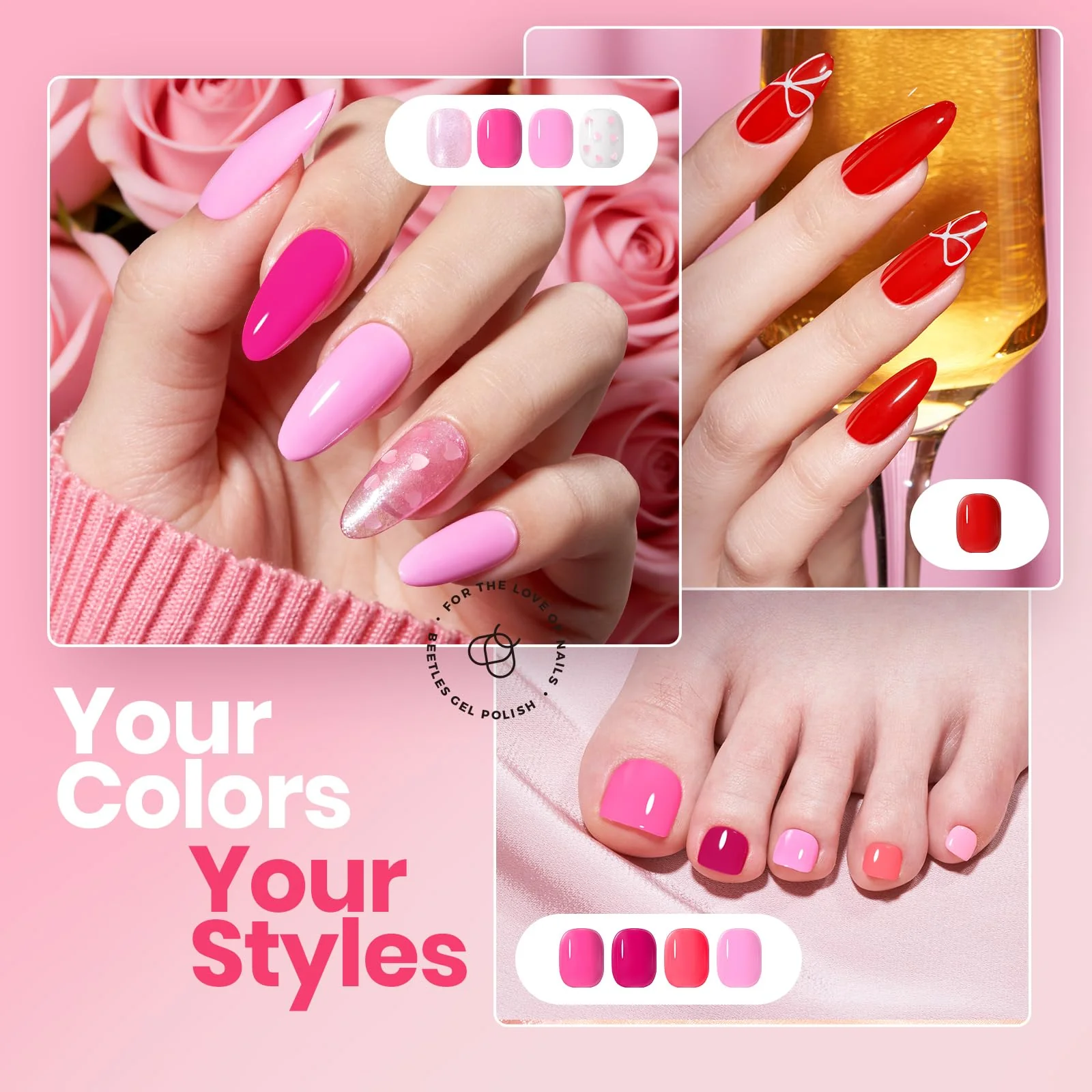 Beetles Pink Nail Polish Set - Love's Prism 12 Colors Nails Quick Dry Nail Polish Set - Image 5