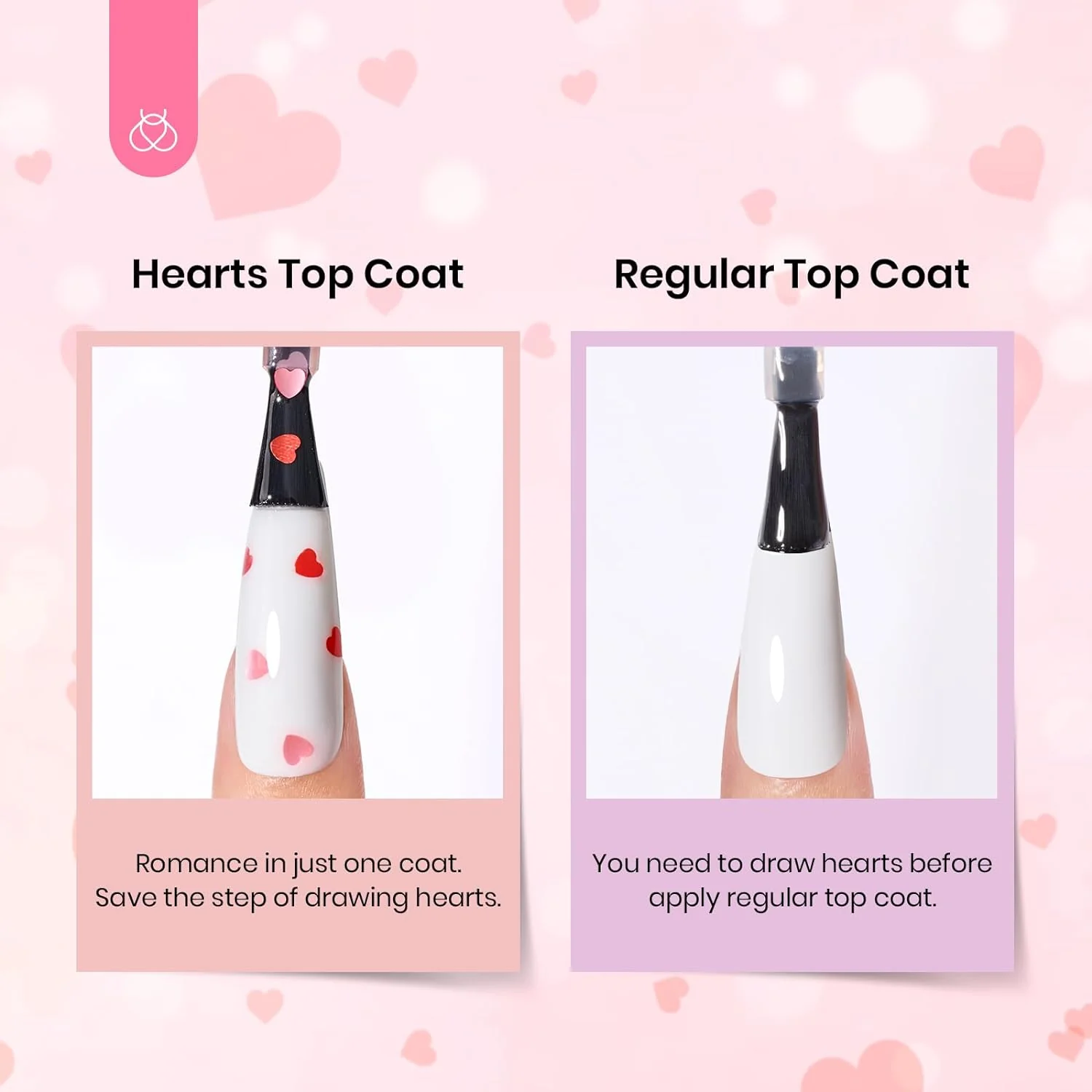 Beetles Pink & Red Heart Holographic Nails Glitter Top Coat | 15ML - Image 4