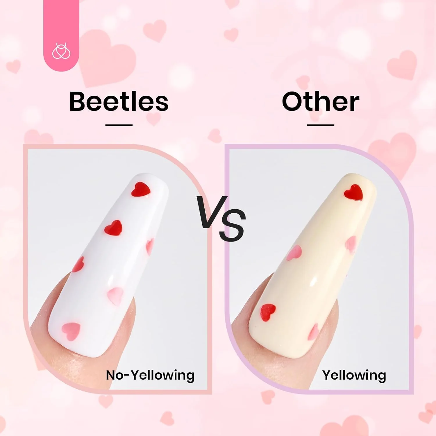 Beetles Pink & Red Heart Holographic Nails Glitter Top Coat | 15ML - Image 6
