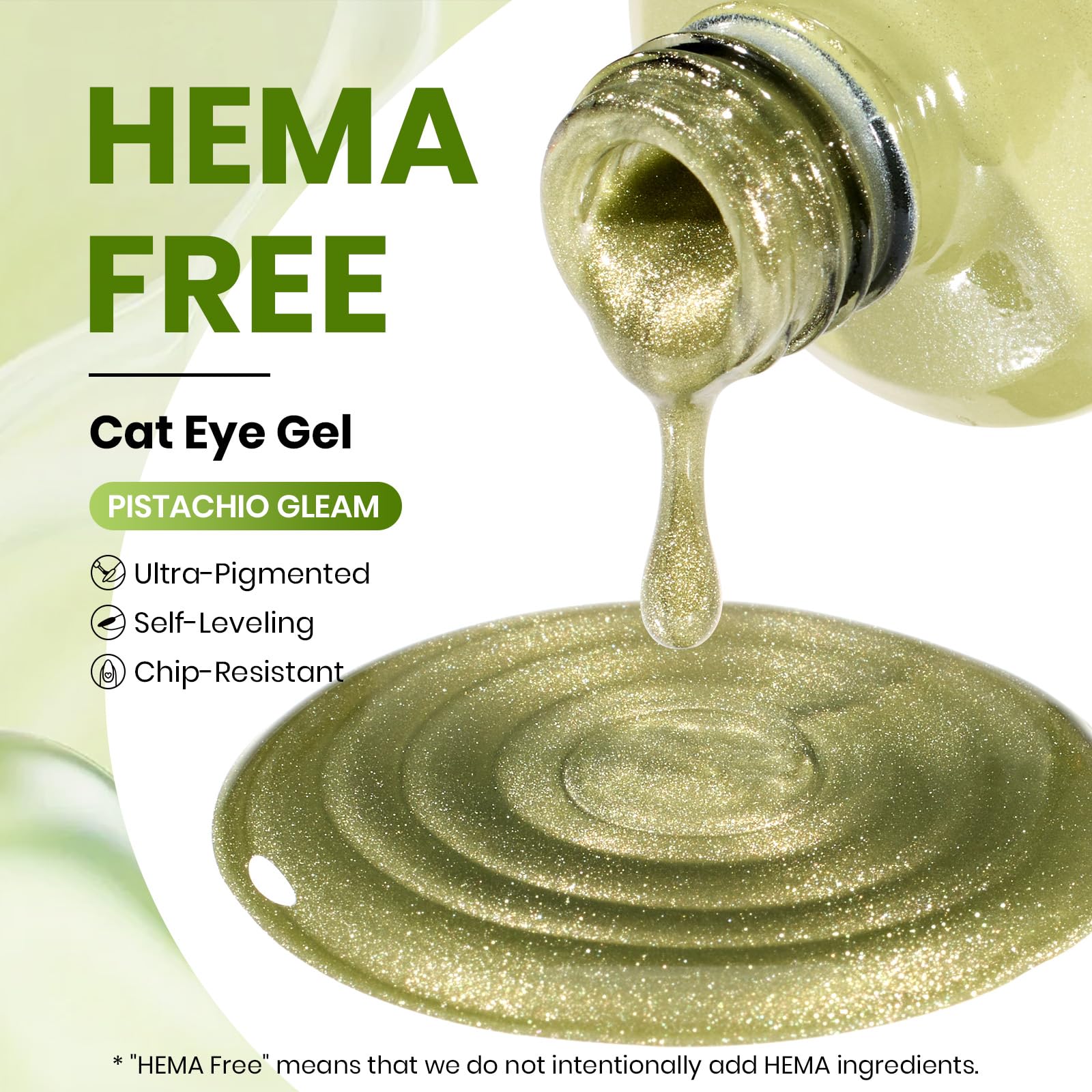 Beetles Pistachio Gleam Green Cat Eye Gel Nail Polish - 15ML Gel Polish Light Green Cat Eye - Image 8