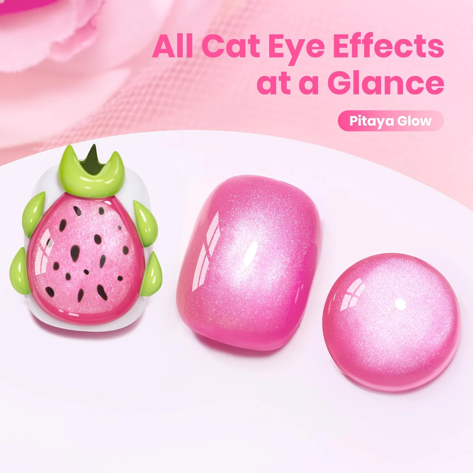 Beetles Pitaya Glow Pink Cat Eye Gel Nail Polish - 15ML Glitter Pink Cat Eye Gel Polish Magnetic Shimmer - Image 2