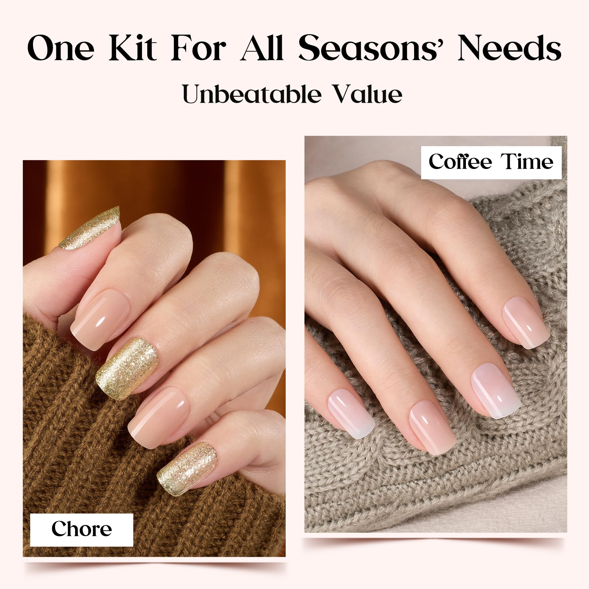 Beetles Press On Nails Kit - Caramel Drift | 360Pcs 12 Colors Short Square Press On Nails - Image 5