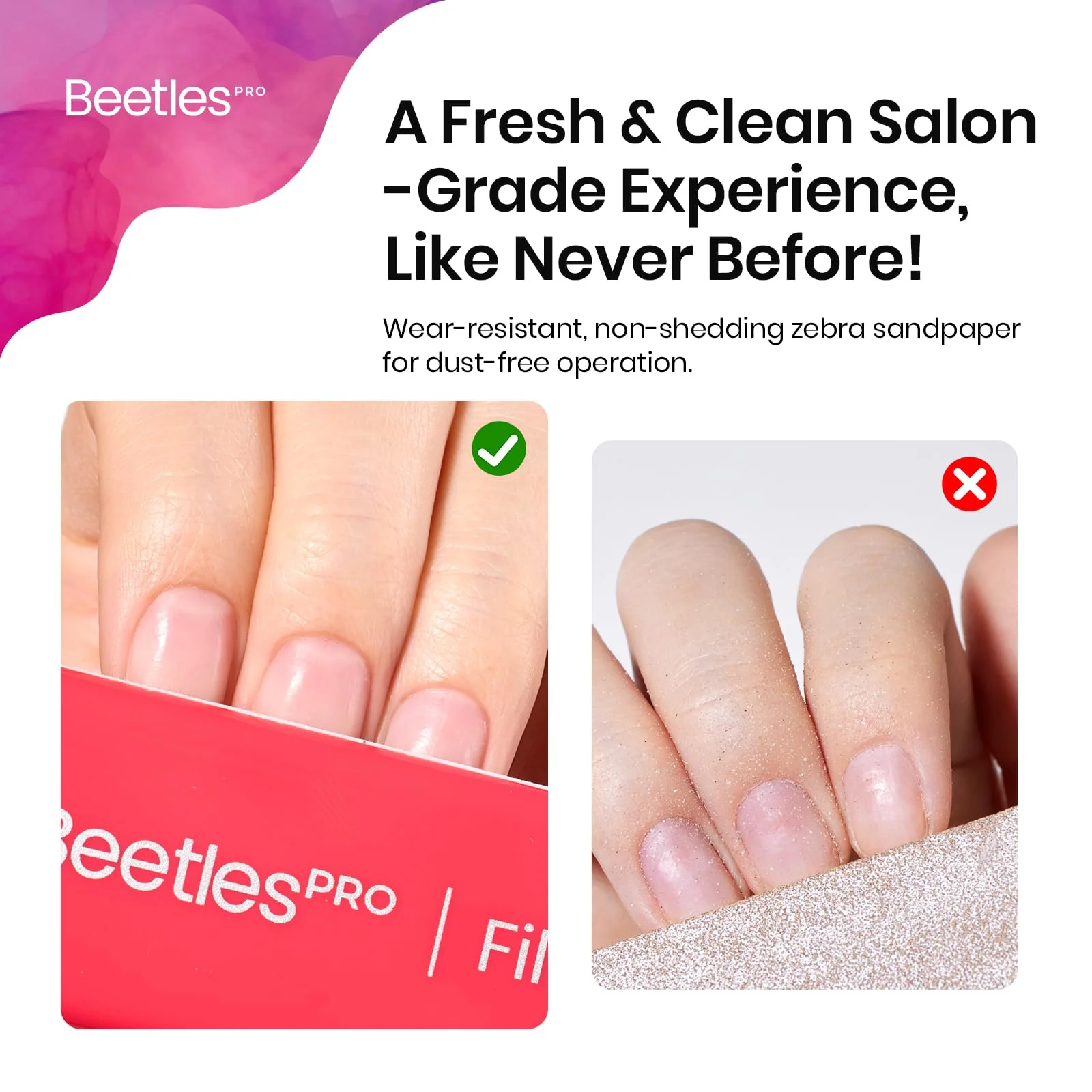 Beetles Pro 3-Pcs Nail File – Professional 1Pcs Reusable Peel and Stick File Core with 2Pcs 100/180 Grit Nail Files - Image 5