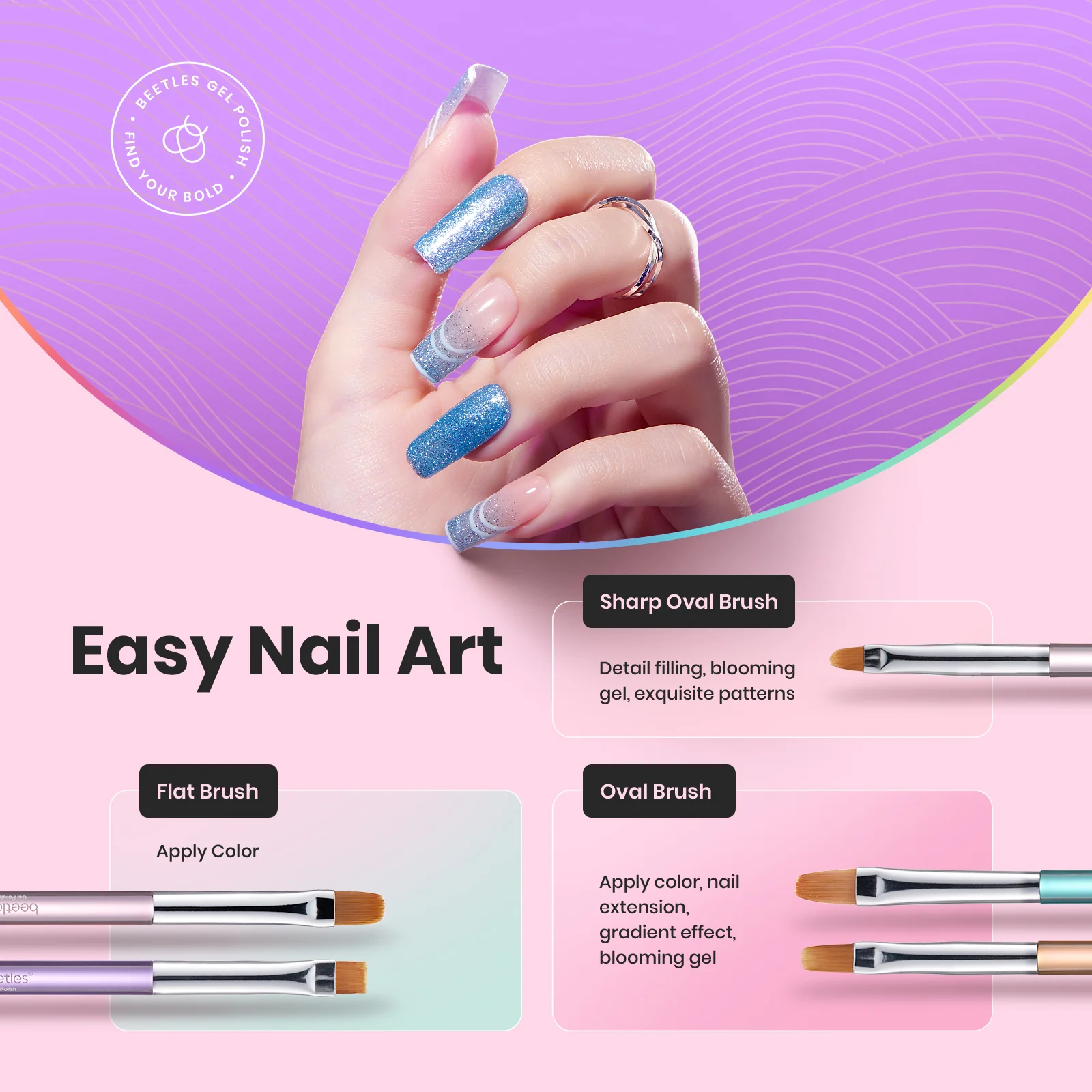 Beetles Pro 6 Pcs Double-Ended Nail Art Brush Set - Image 4