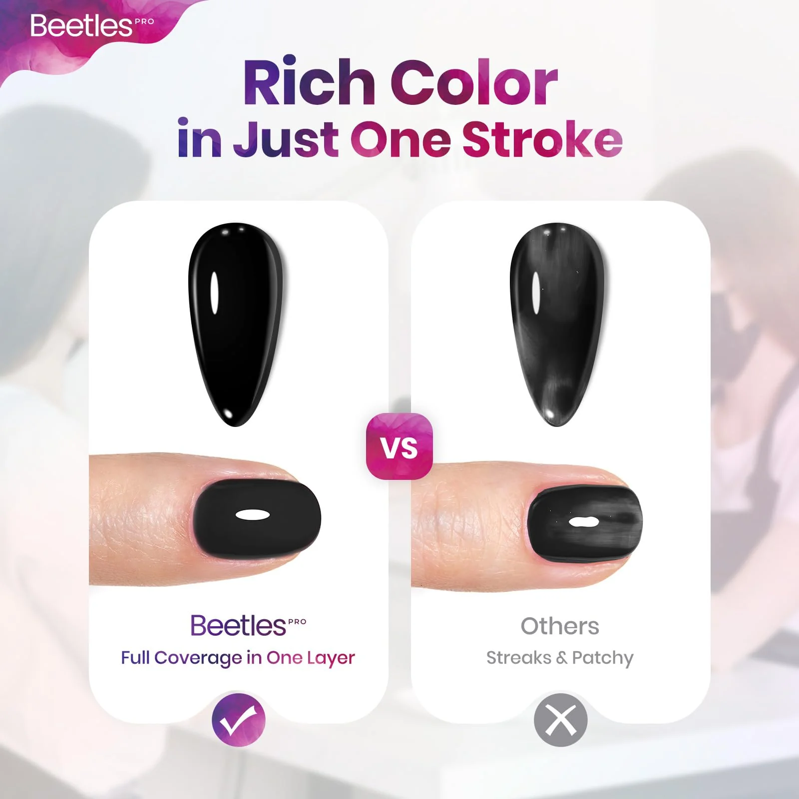 Beetles Pro Black Gel Polish - Chill Intentions Audrey Black Color 20ML Gel Polish - Image 5
