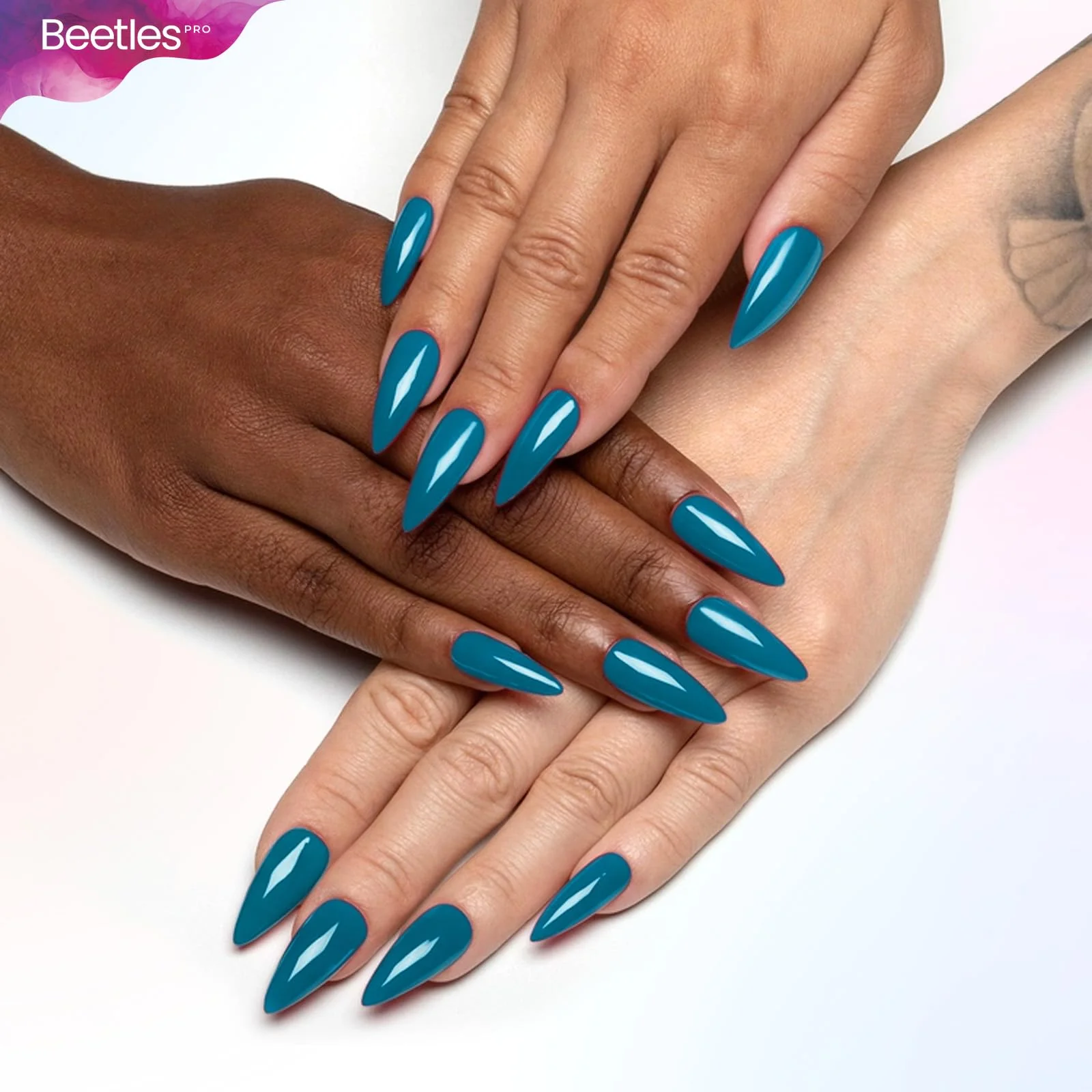 Beetles Pro Blue Gel Polish - Drown in Thought, Turquoise Blue Teal Color 20ML Gel Polish - Image 4