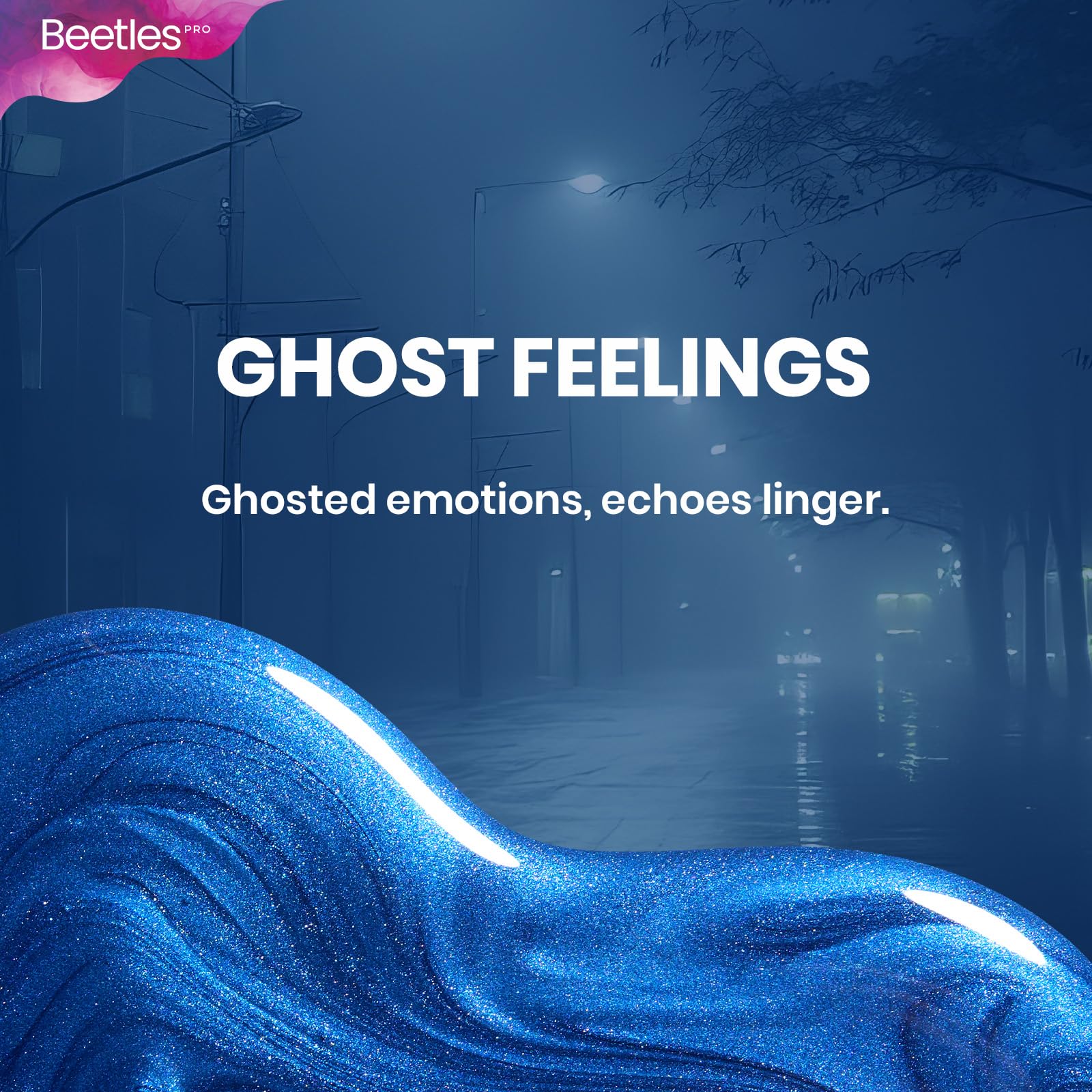 Beetles Pro Blue Gel Polish - Ghost Feelings, Dark Blue Color 20ML Glitter Gel Polish - Image 8