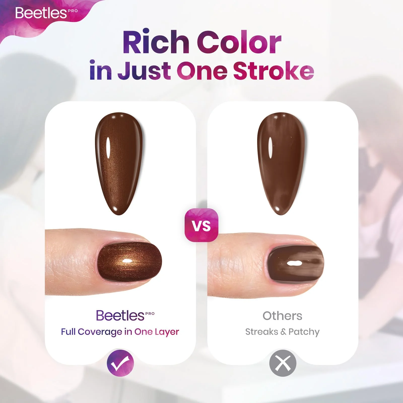 Beetles Pro Brown Gel Polish - Shady Intentions, Dark Brown Color 20ML Glitter Gel Polish - Image 5