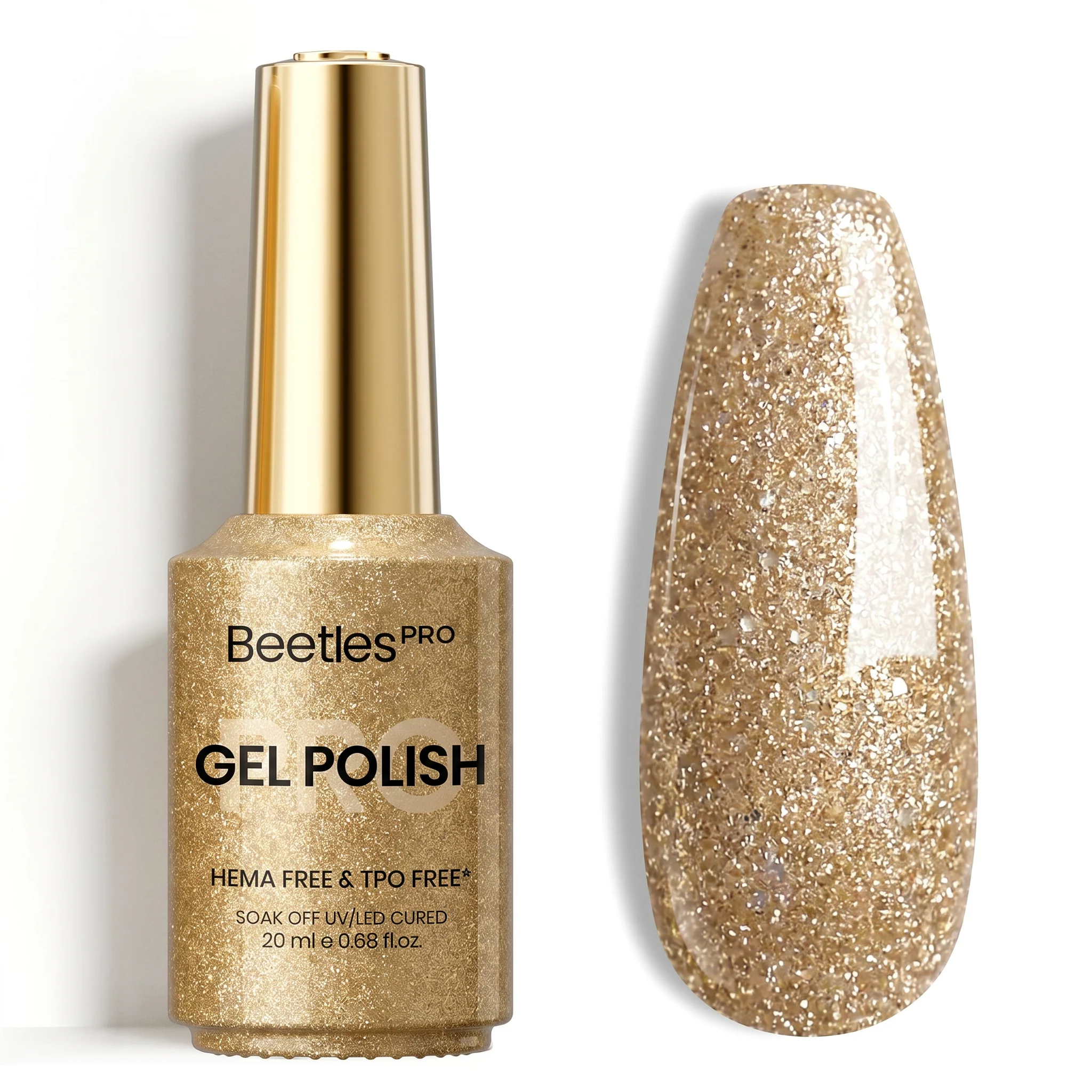 Beetles Pro Champagne Flare HEMA Free TPO Free Glitter Gel Nail Polish 20ml