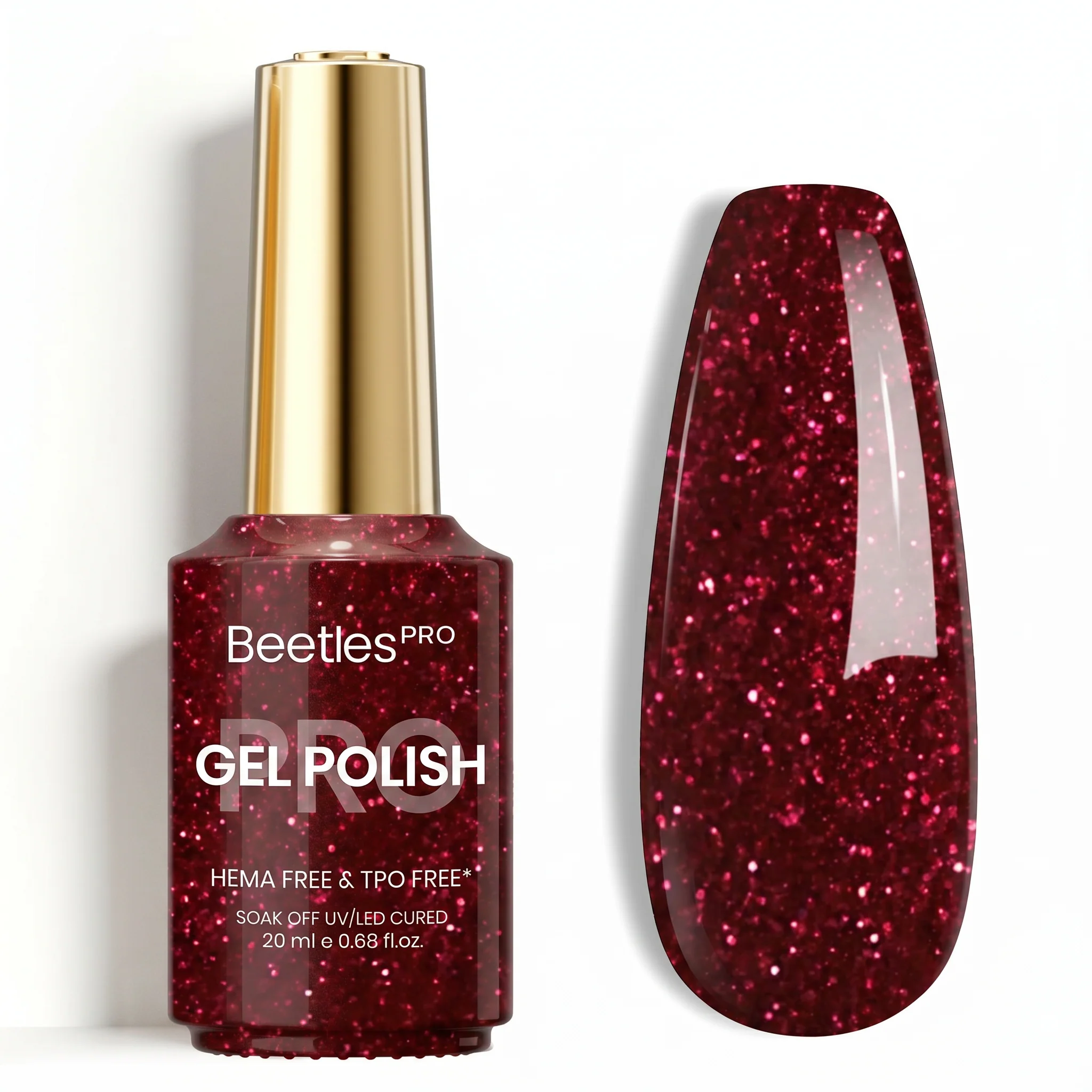 Beetles Pro Crimson Spark HEMA Free TPO Free Shimmer Gel Nail Polish 20ml