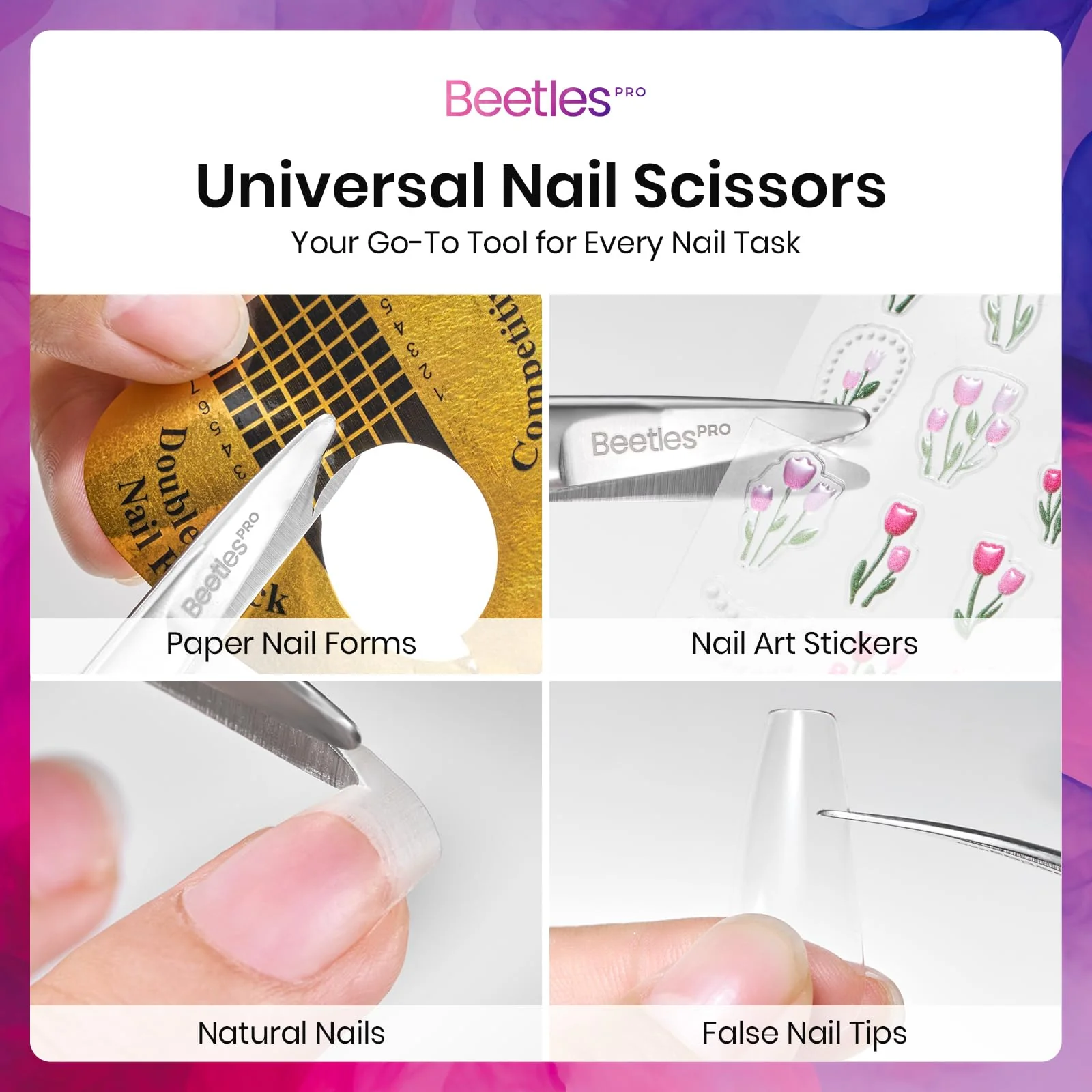Beetles Pro Curved Cuticle Scissors, Multi-Purpose Premium Stainless Steel Nail Scissors for Nail - Image 3