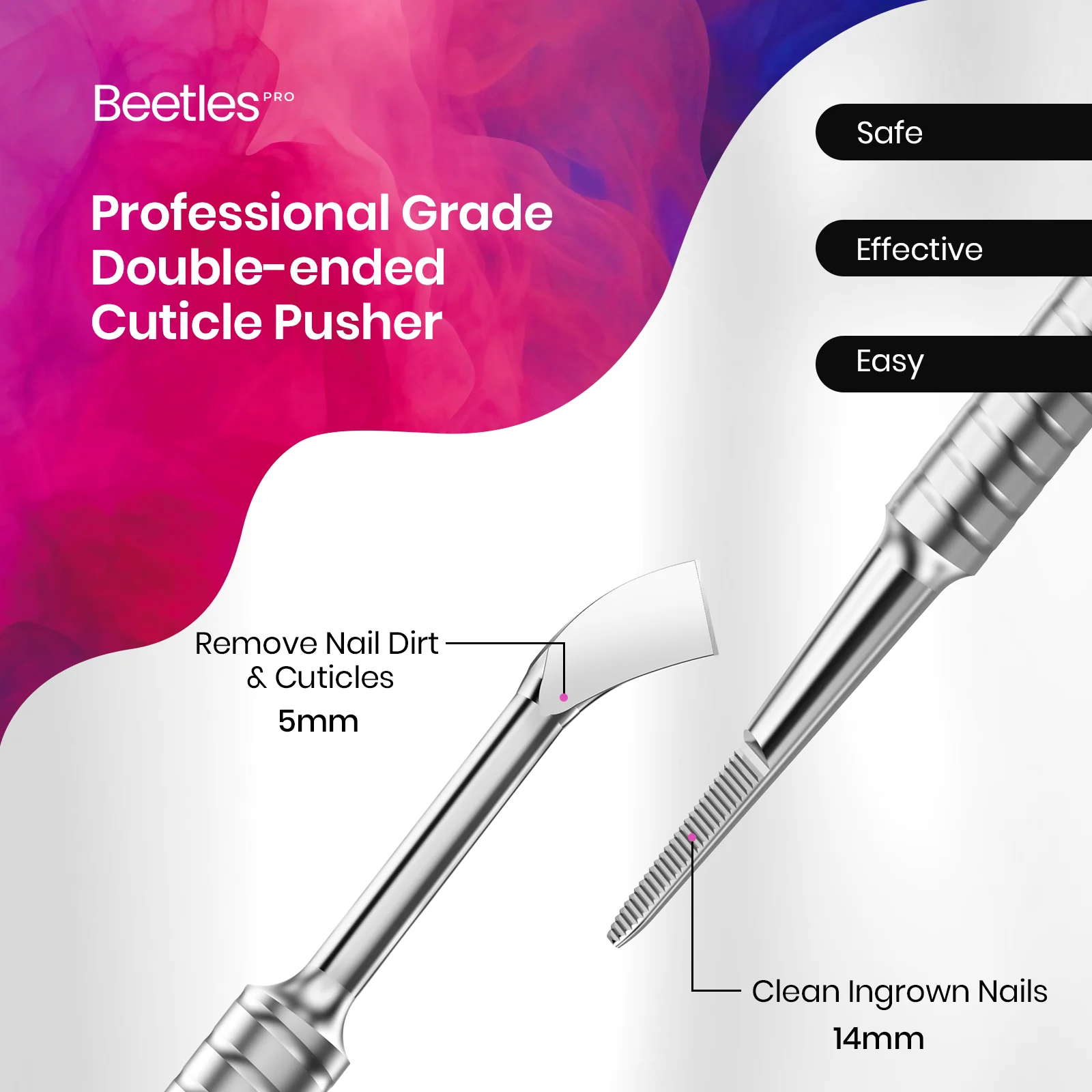 Beetles Pro Cuticle Trimmer Curved Blade(5mm) & Serrated Edge(14mm) - Image 2