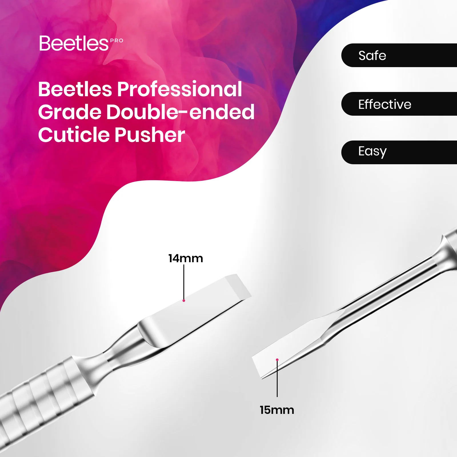 Beetles Pro Cuticle Trimmer Straight Pusher(14mm) & Straight Blade(15mm) - Image 2
