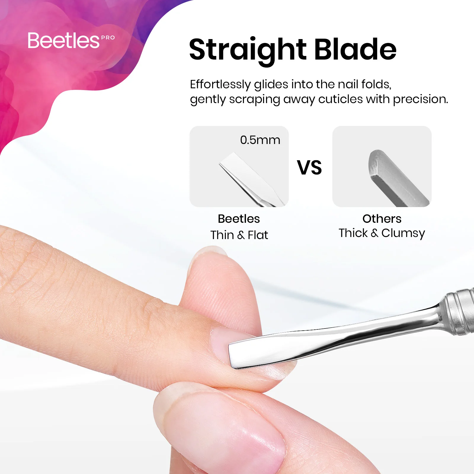 Beetles Pro Cuticle Trimmer Straight Pusher(14mm) & Straight Blade(15mm) - Image 4