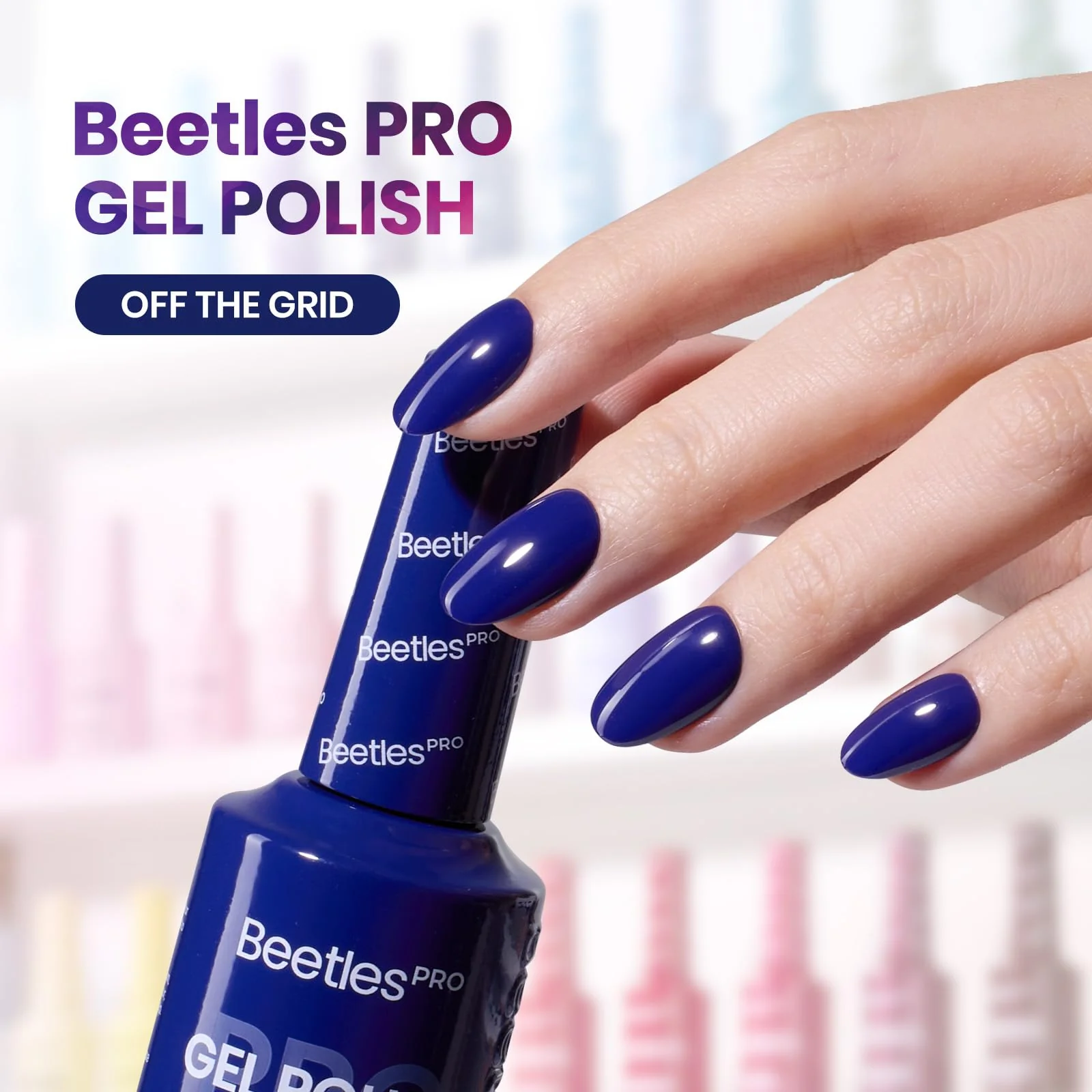 Beetles Pro Dark Blue Gel Nail Polish - Off The Grid Cobalt Blue 20ML Color Gel Polish - Image 2