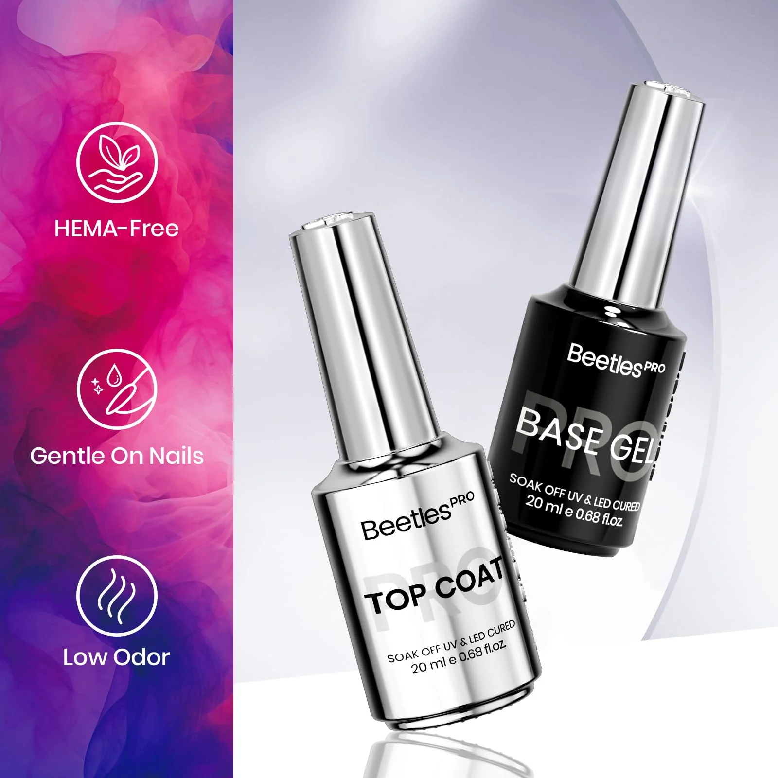 Beetles Pro Gel Top Coat and Base Gel Nail Polish - 20ml Upgraded Super Shine Finish - Image 4