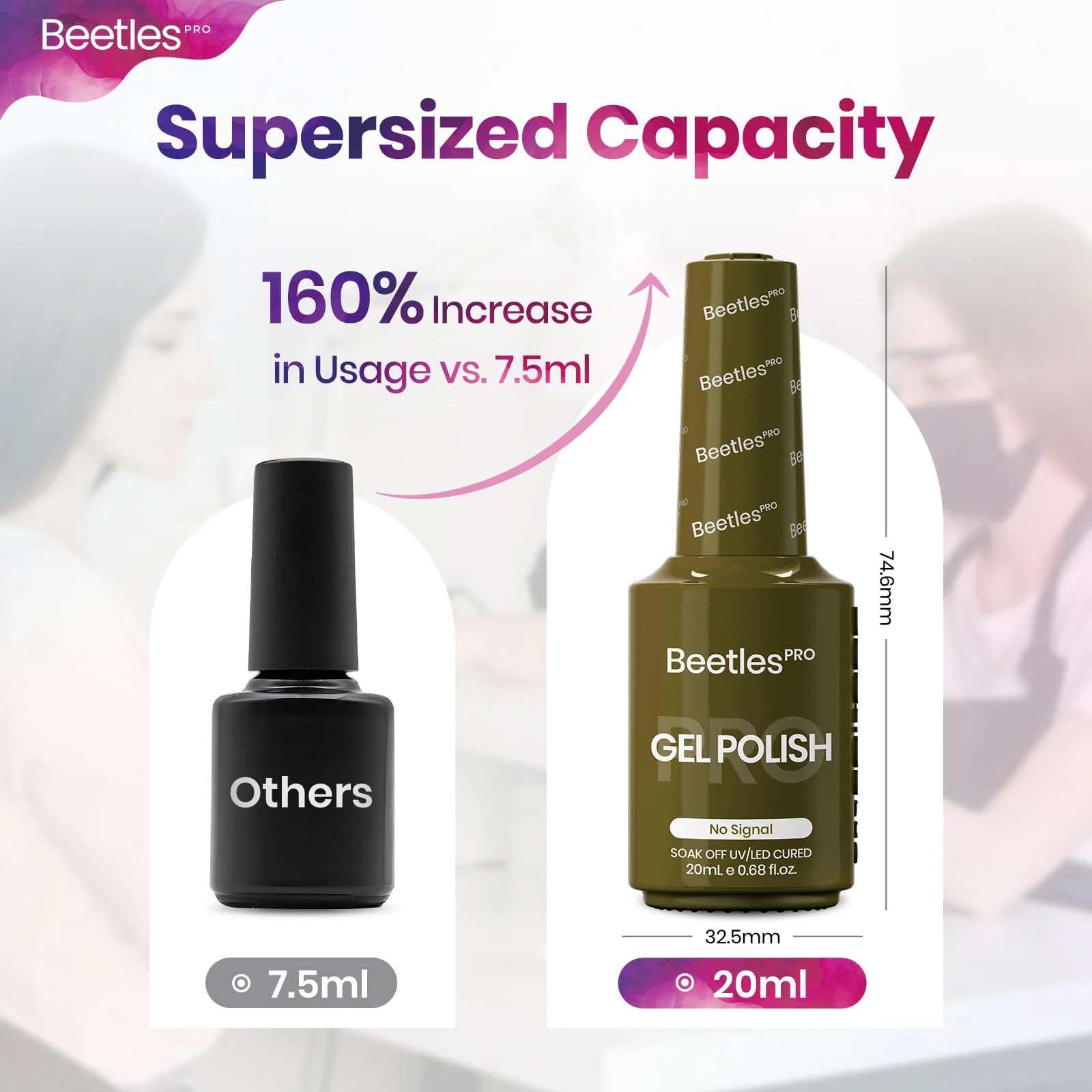 Beetles Pro Green Gel Polish - No Signal, Sage Olive Green Color 20ML Gel Polish - Image 3