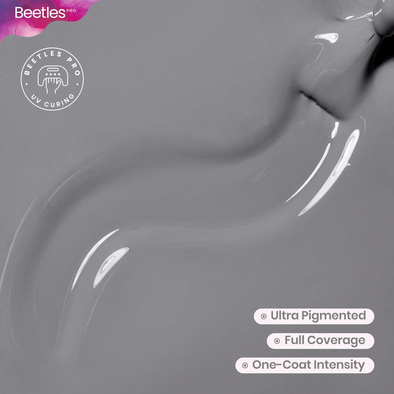 Beetles Pro Grey Gel Polish - Dead Air Dark Grey Color 20ML Gel Polish - Image 3