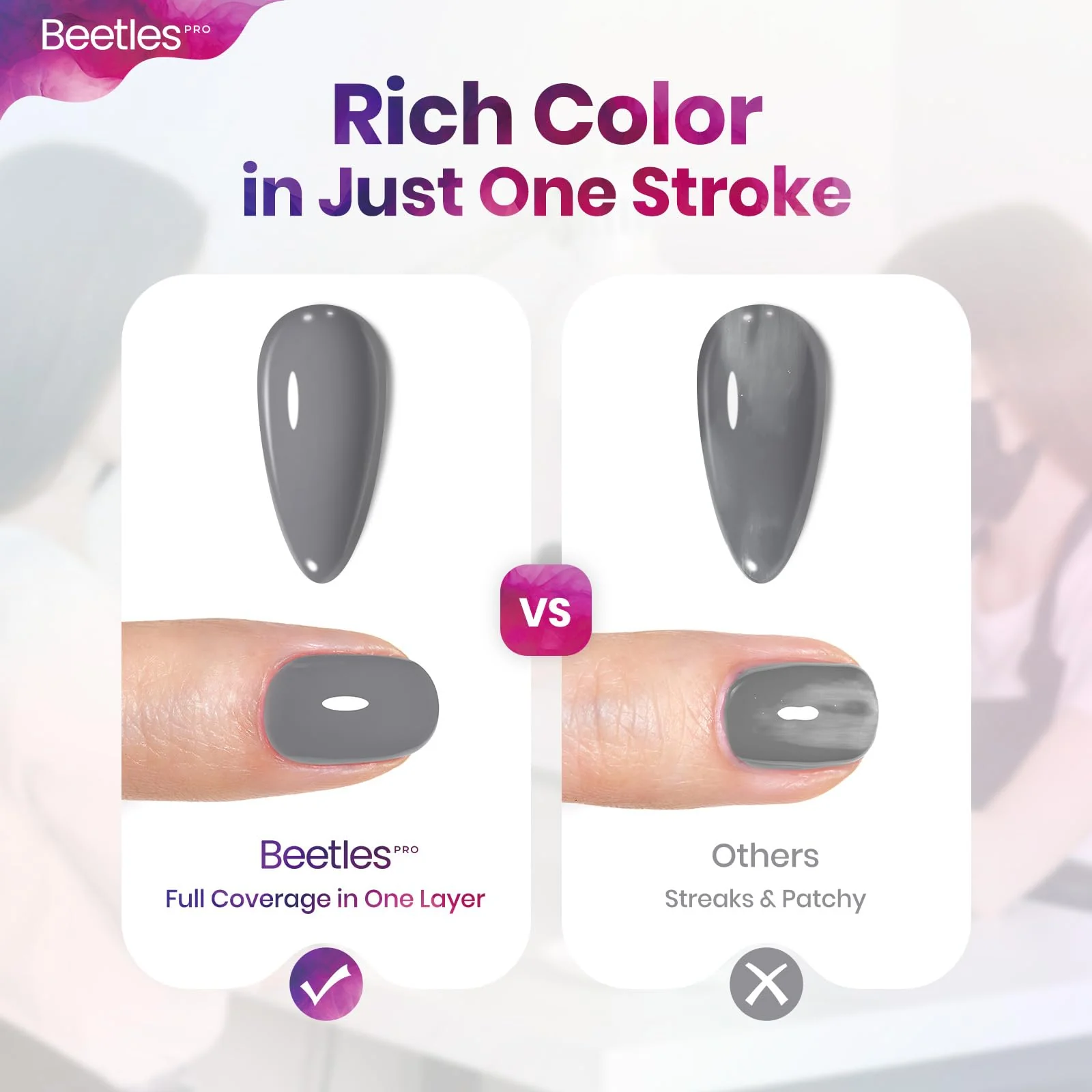 Beetles Pro Grey Gel Polish - Dead Air Dark Grey Color 20ML Gel Polish - Image 5