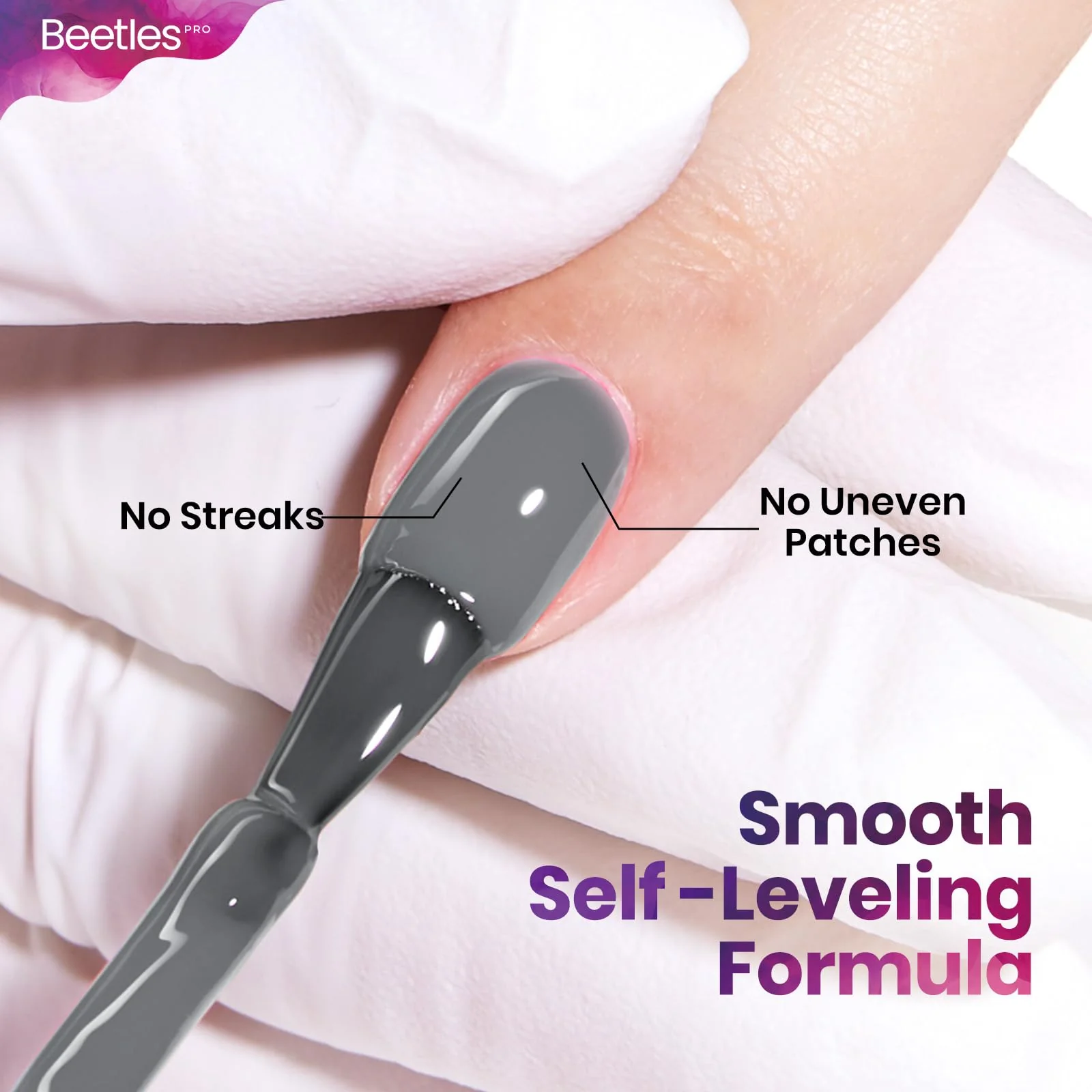 Beetles Pro Grey Gel Polish - Dead Air Dark Grey Color 20ML Gel Polish - Image 6