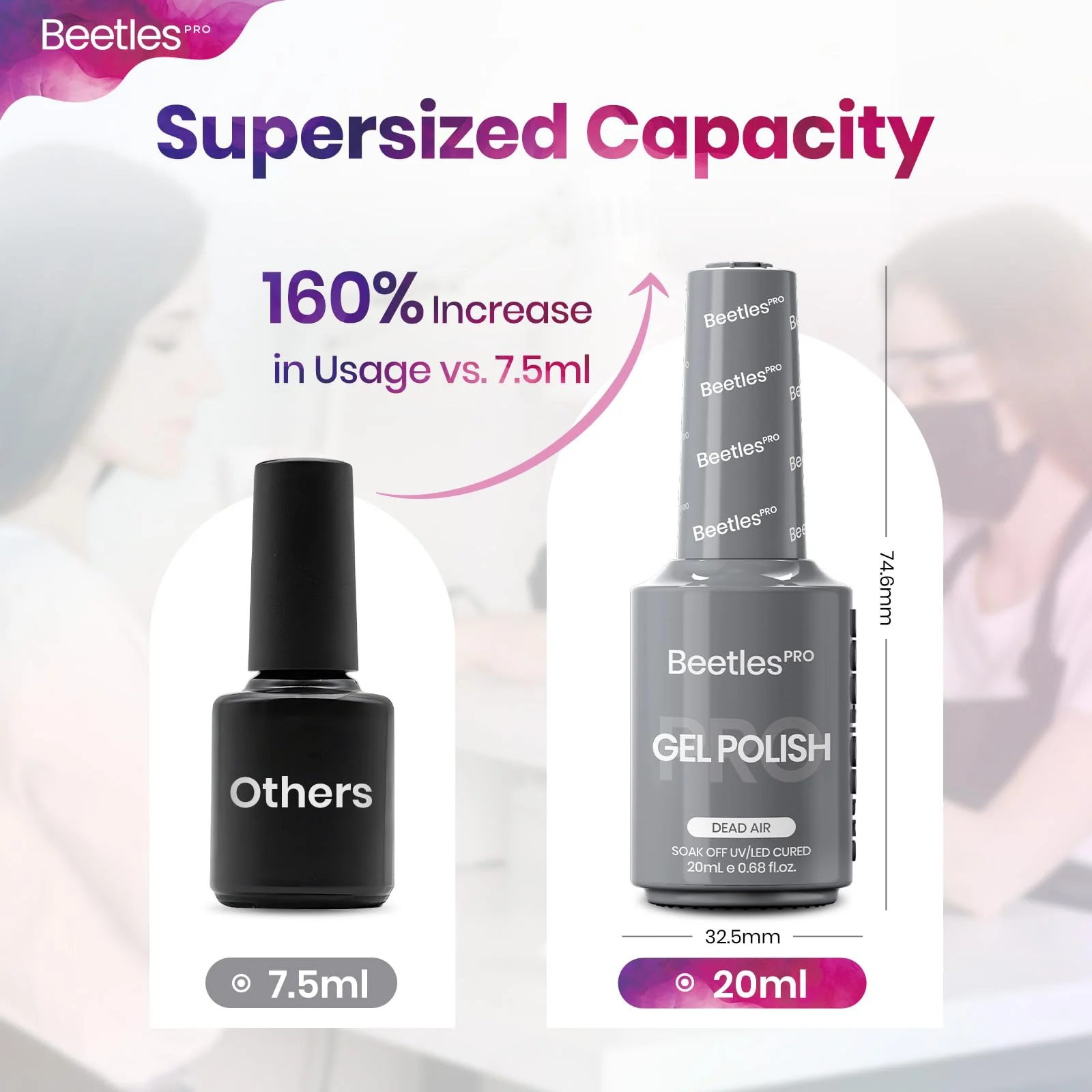 Beetles Pro Grey Gel Polish - Dead Air Dark Grey Color 20ML Gel Polish - Image 7