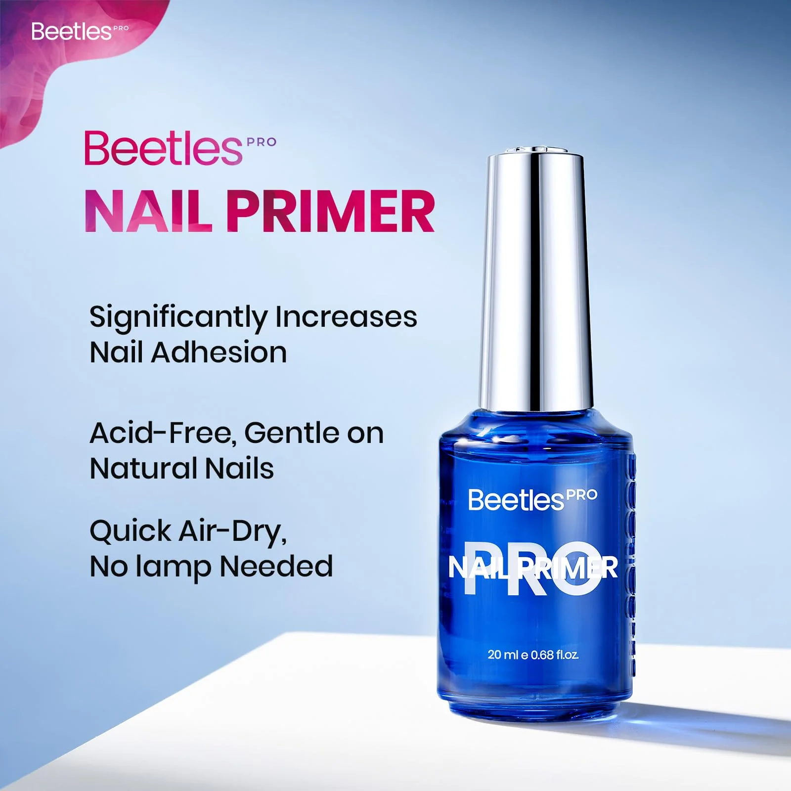 Beetles Pro Nail Primer for Gel Nail Polish - 20ml Primer Bond Natural Nail Prep Hema Free&Acid-Free - Image 2