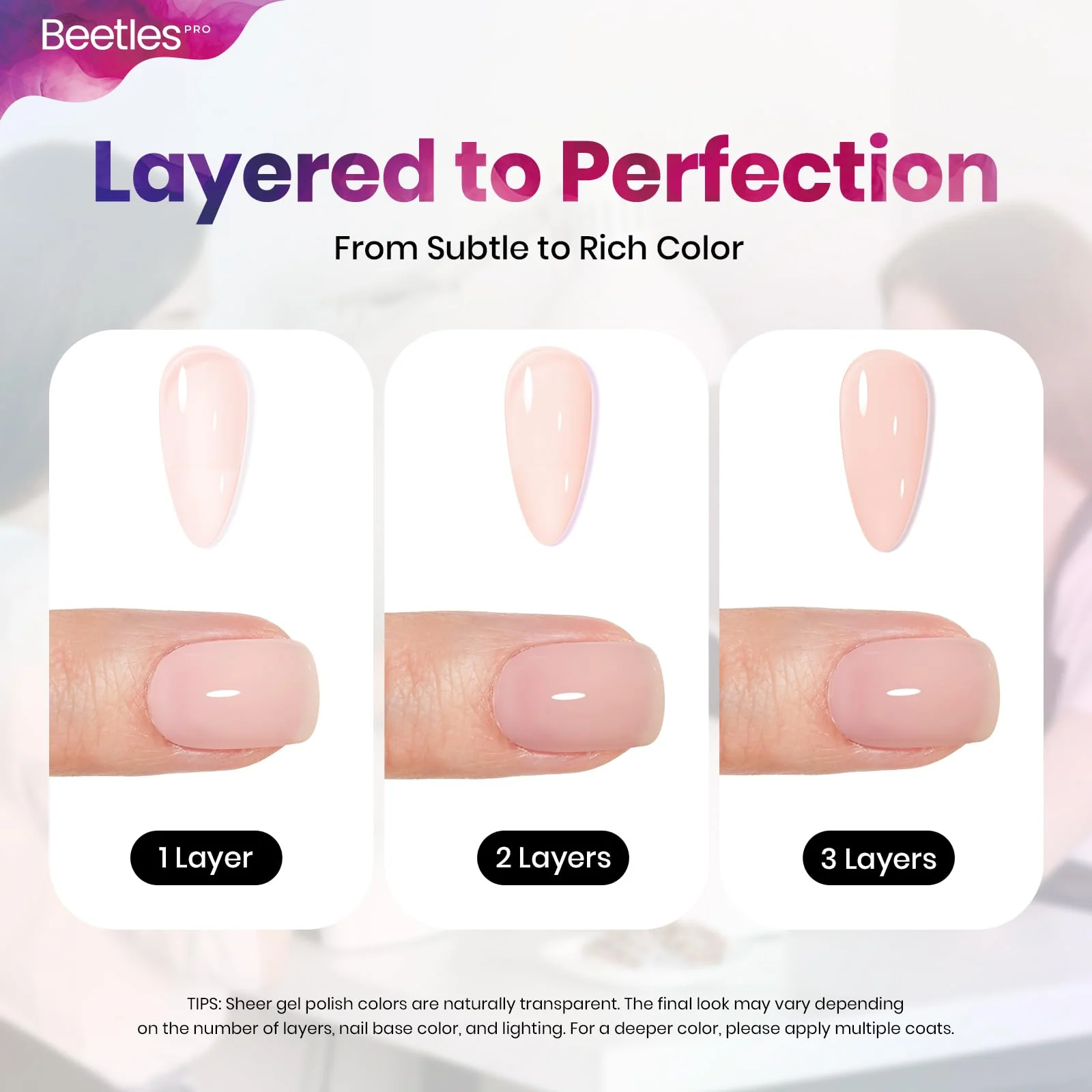 Beetles Pro Nude Gel Nail Polish - Insecure but Pretty，HEMA Free & TPO Free, 15ml Milky Nude Color Gel Polish - Image 7