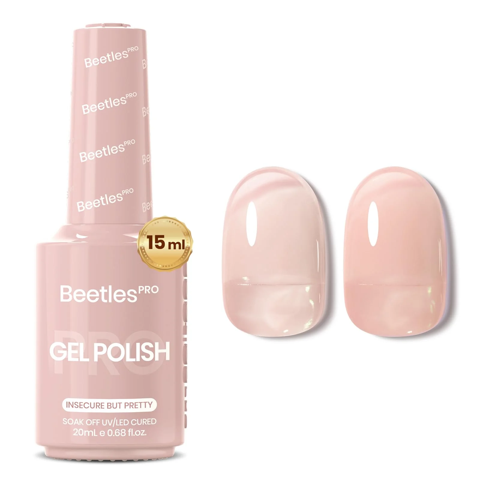 Beetles Pro Nude Gel Nail Polish - Insecure but Pretty，HEMA Free & TPO Free, 15ml Milky Nude Color Gel Polish - Image 8