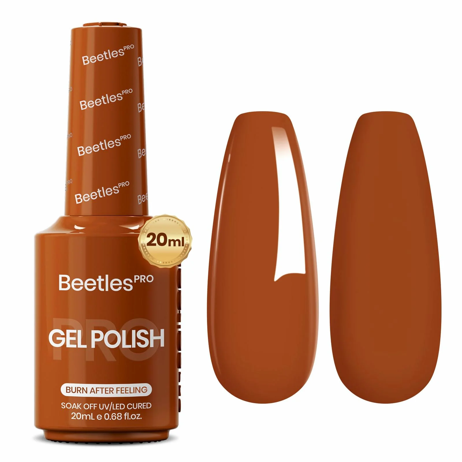 Beetles Pro Orange Gel Polish - Burn After Feeling, Burnt Orange Color 20ML Gel Polish, UV Nail Lamp Cure Needed Nail Arts Salon-Quality Shine Long Lasting